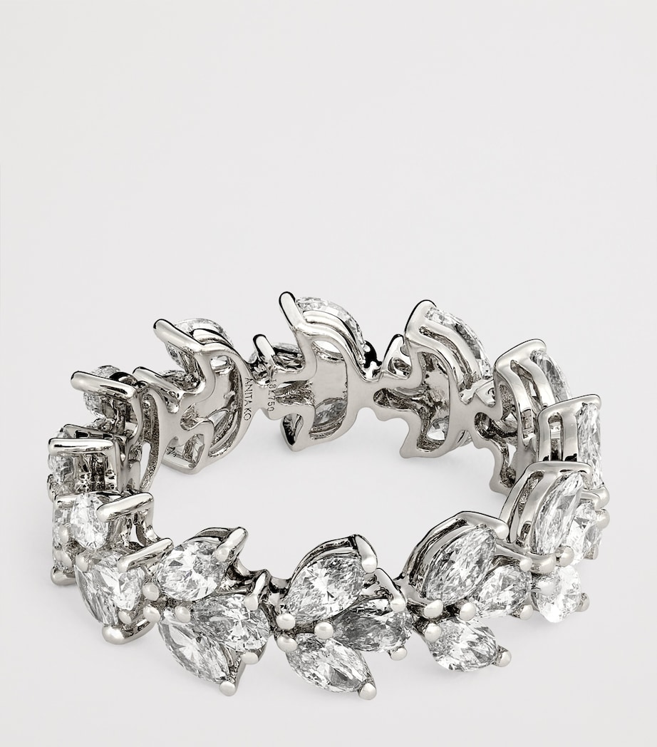 White Gold and Diamond Lotus Ring WHITE GOLD Image 4