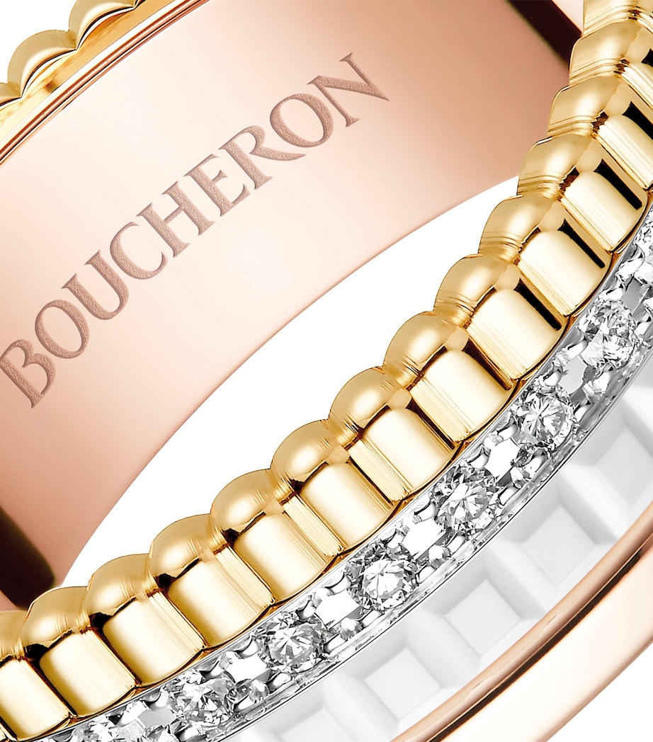 Small Mixed Gold and Diamond Quatre White Edition Ring NO COLOUR Image 3
