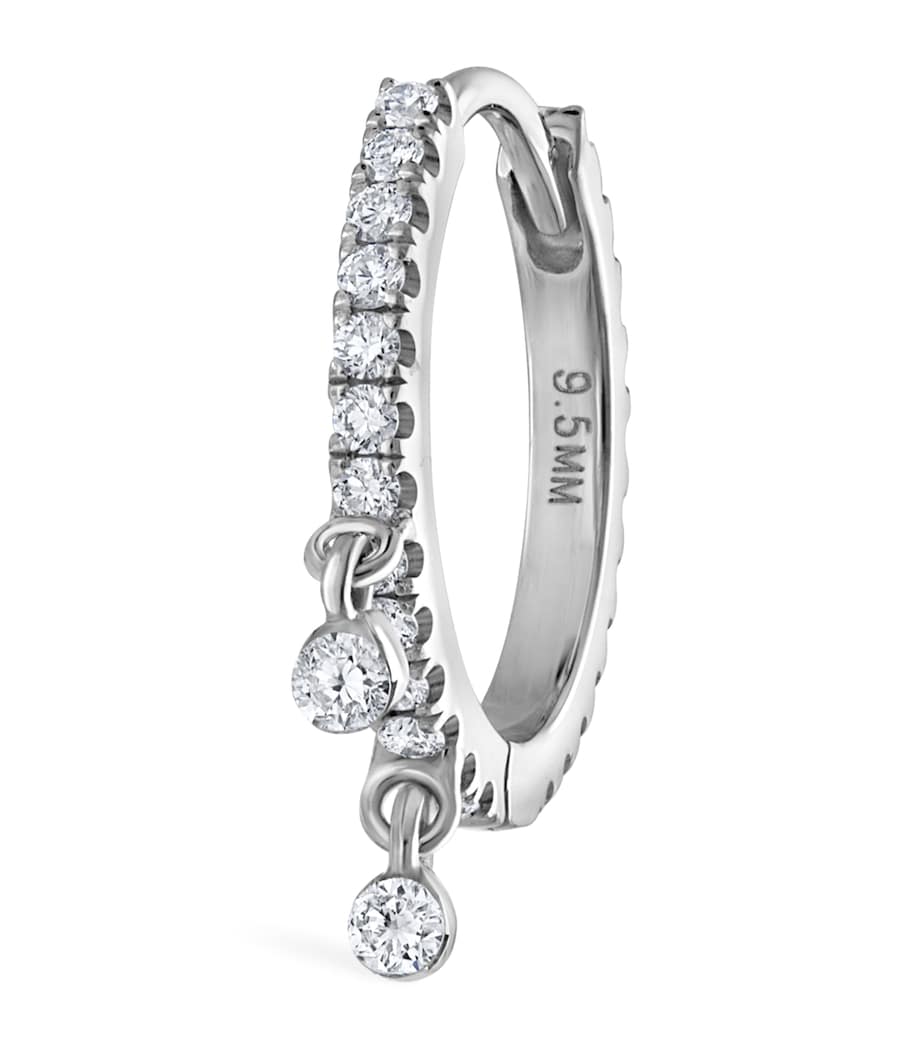 Diamond Eternity Double Dangle Single Hoop Earring (9.5mm) WHITE GOLD Image 1