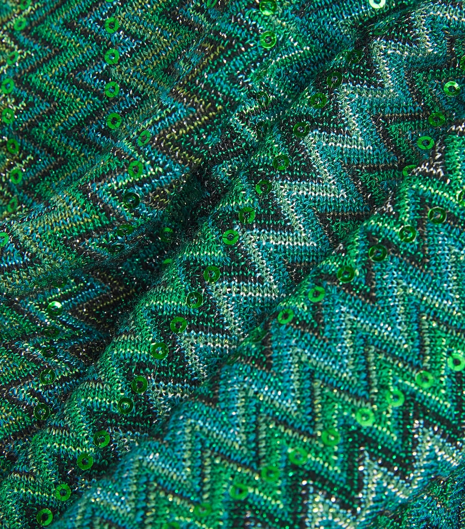 Fringed Zigzag Kaftan S614K EMRLD TEAL BLK Image 5