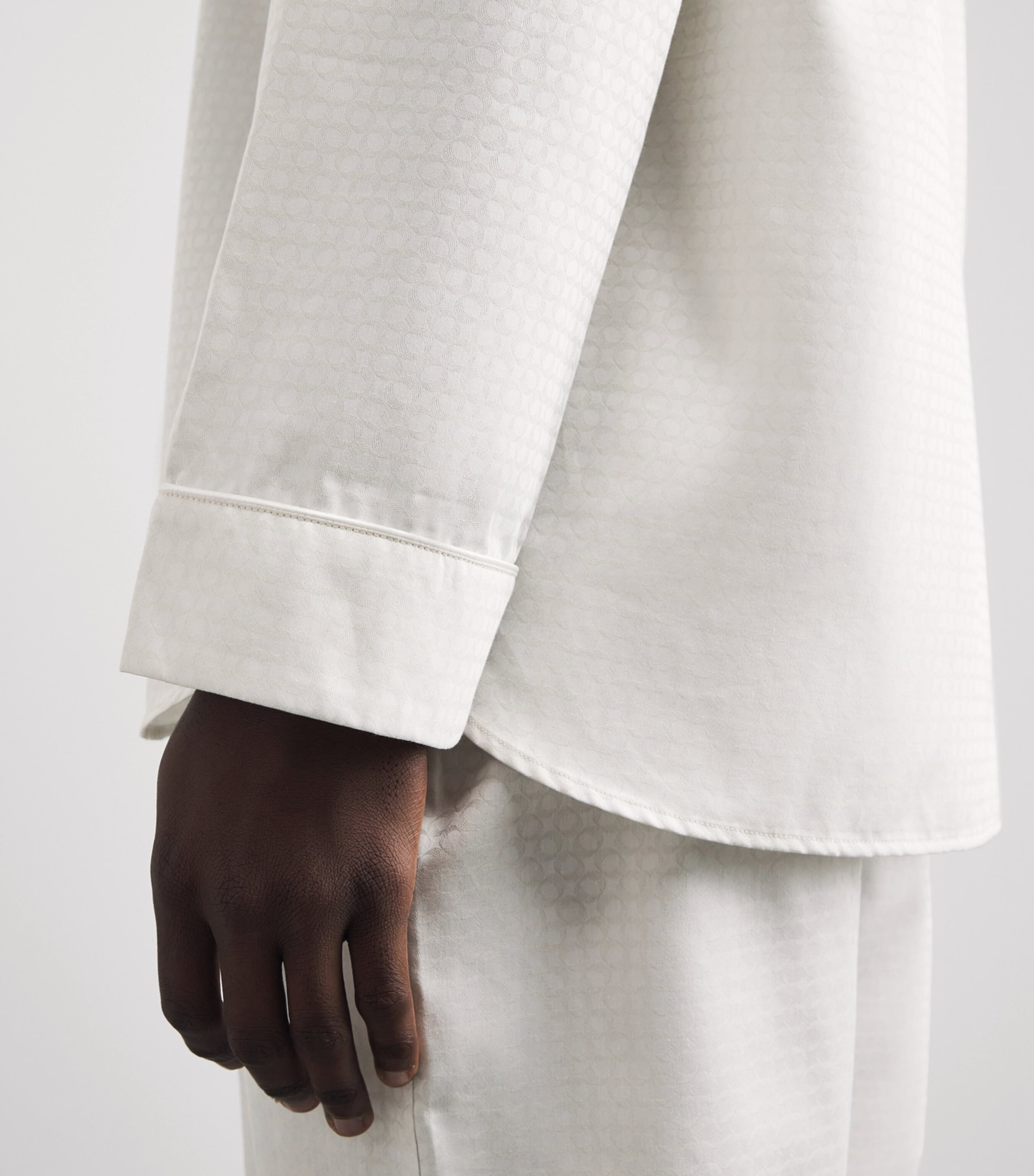 Zimmerli Mens Luxury Jacquard Pyjama Set Sphere Beige Image 5