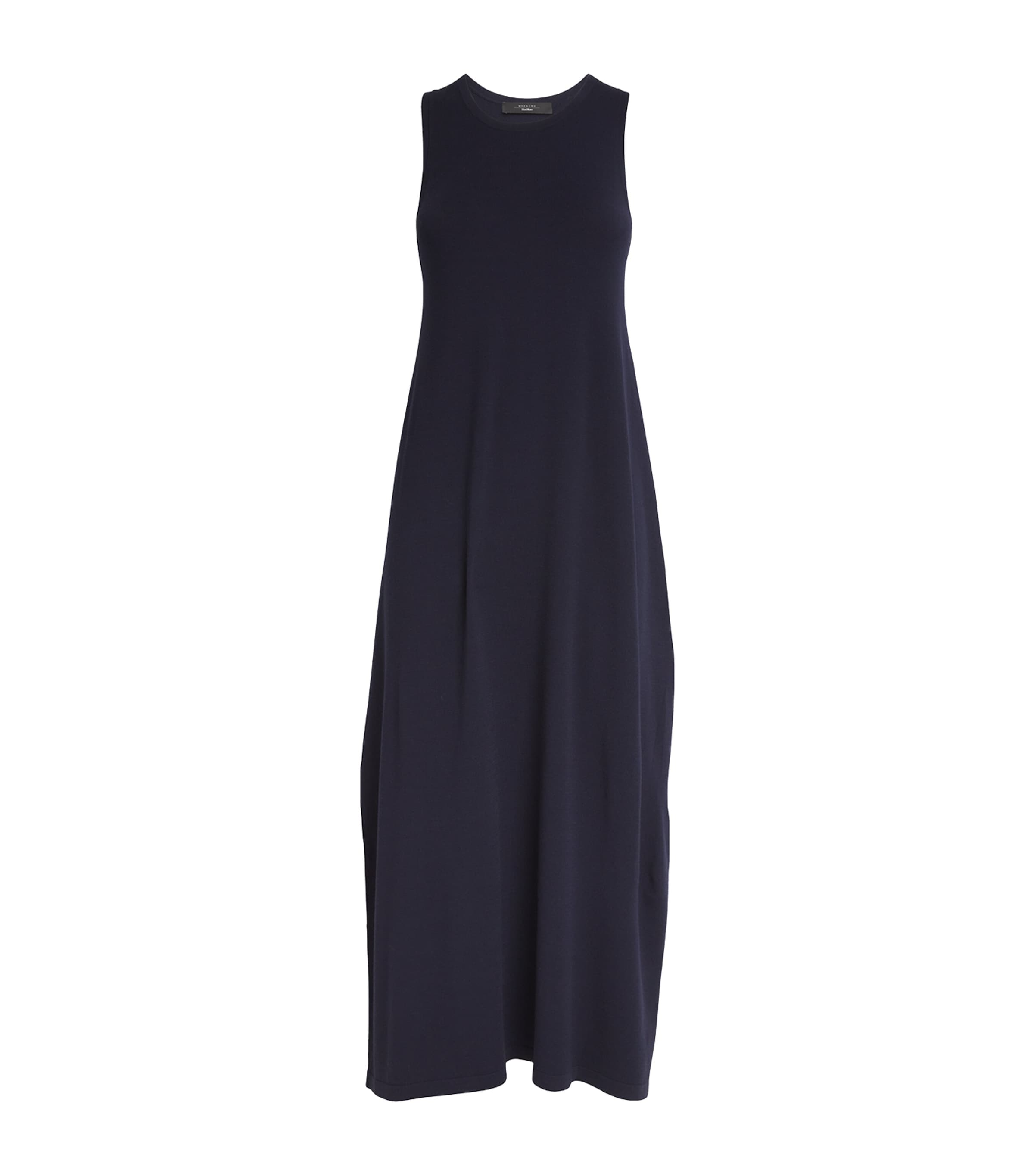 Shop Weekend Max Mara Knitted Sleeveless Midi Dress In Blue