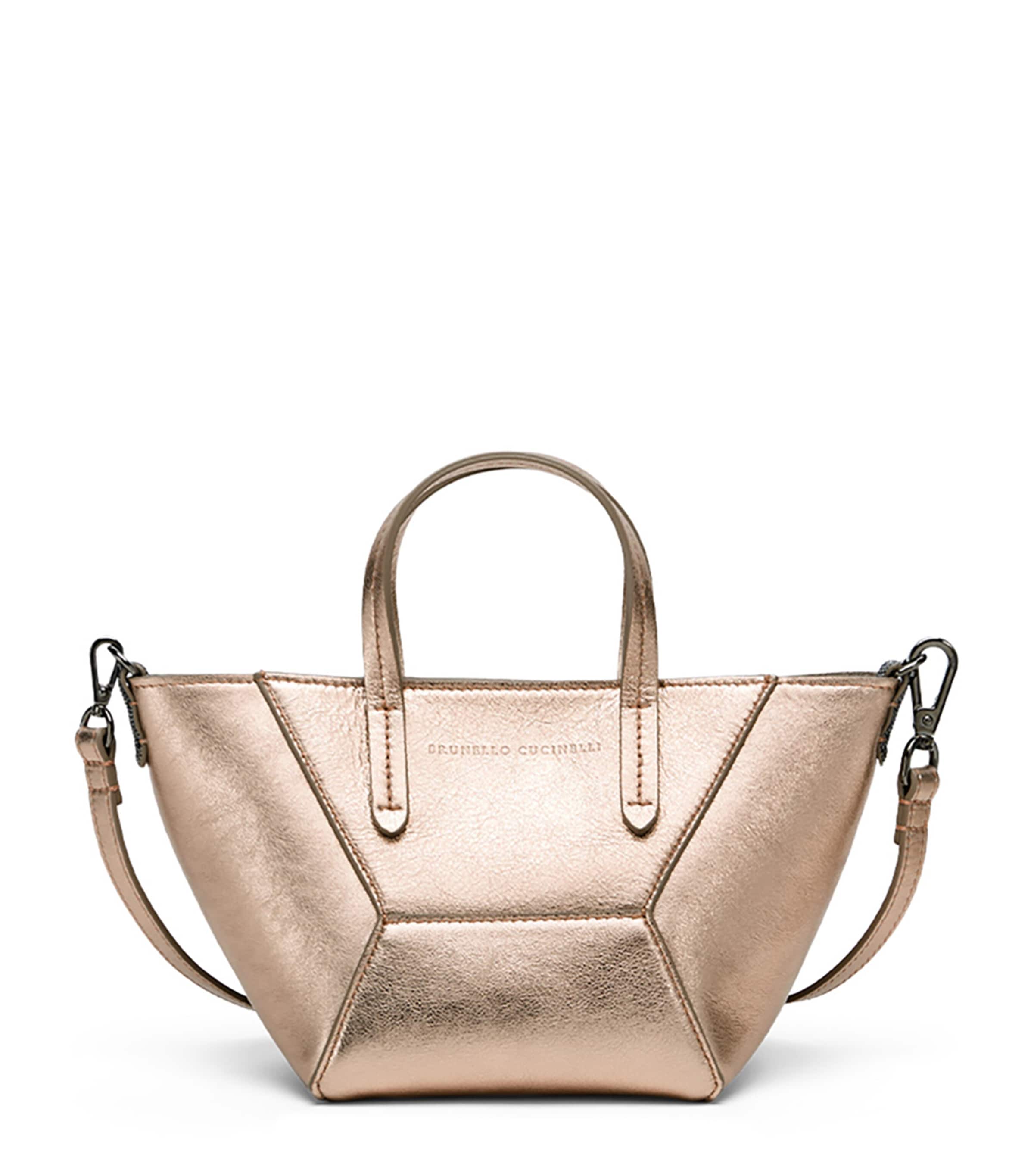 BRUNELLO CUCINELLI MINI LAMÉ CALFSKIN BC DUO TOP-HANDLE BAG