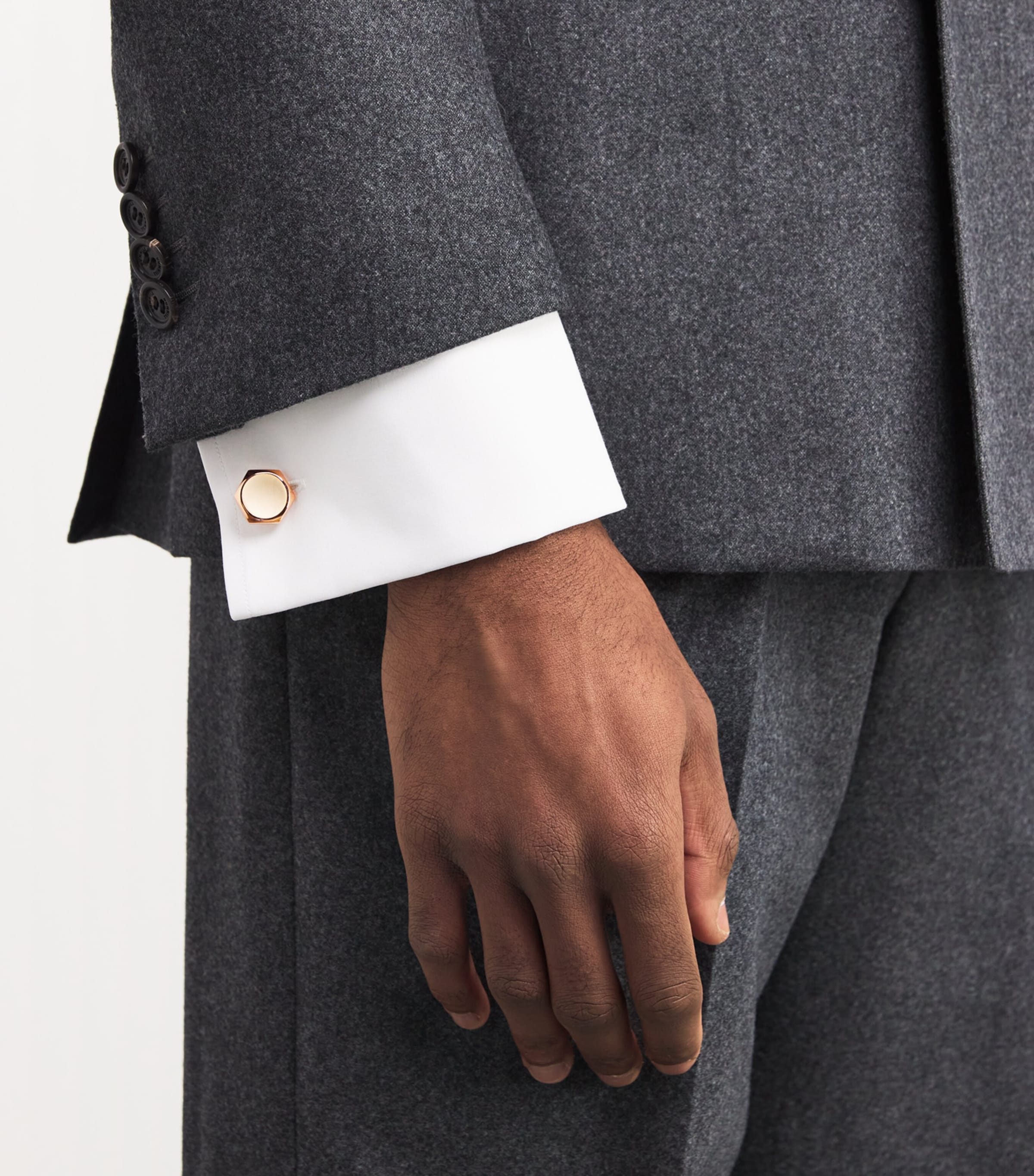 Rose Gold-Plated Hexagon Cufflinks GOLD Image 2