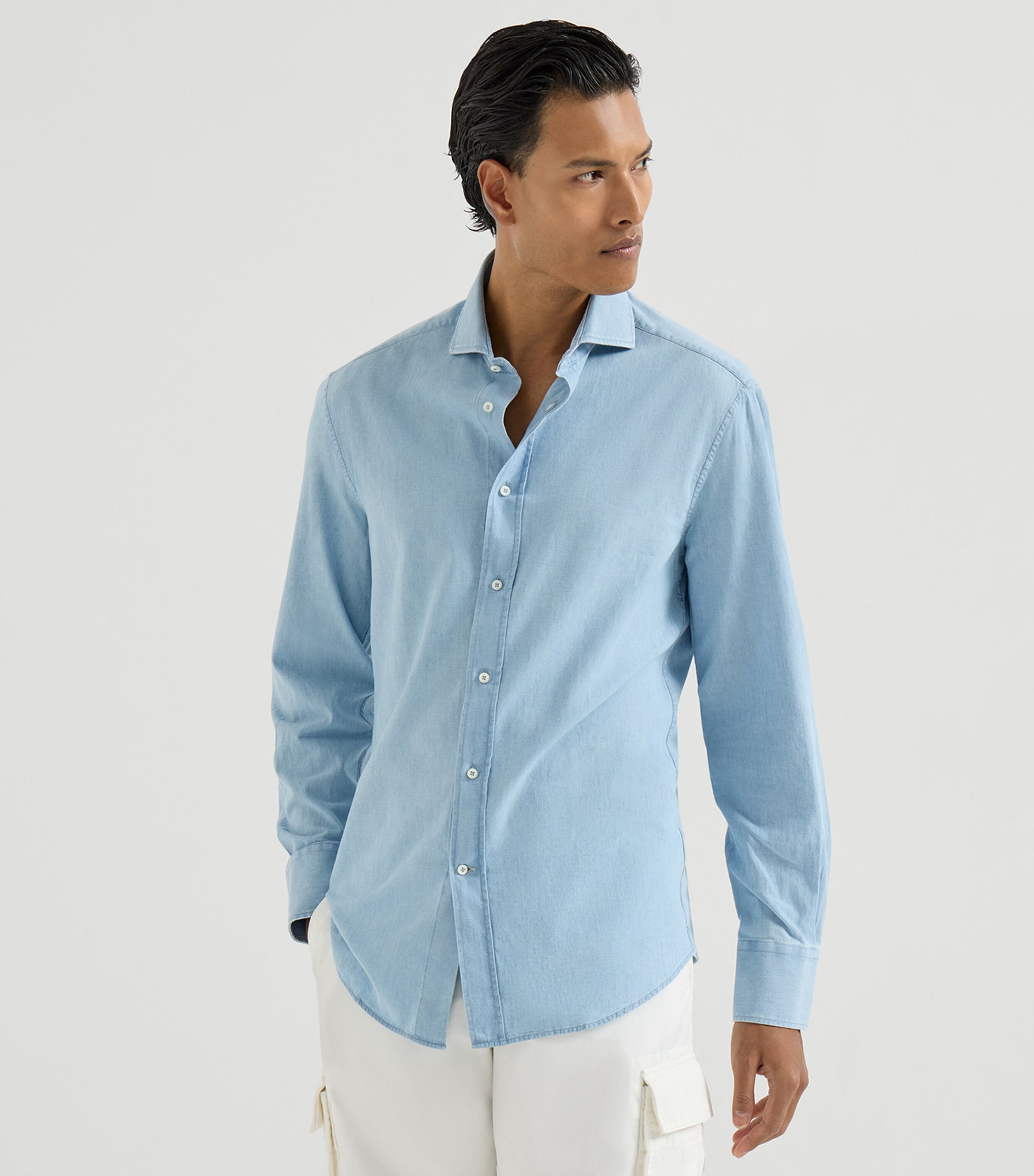 Brunello Cucinelli Mens Denim Shirt Image 2