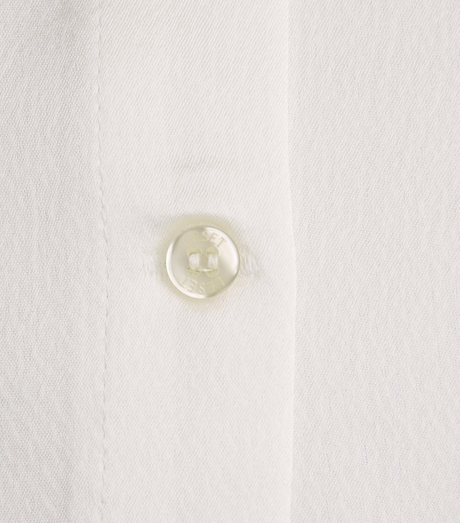 LESET Womens Satin Short-Sleeve Barb Cardigan Optic White Image 6