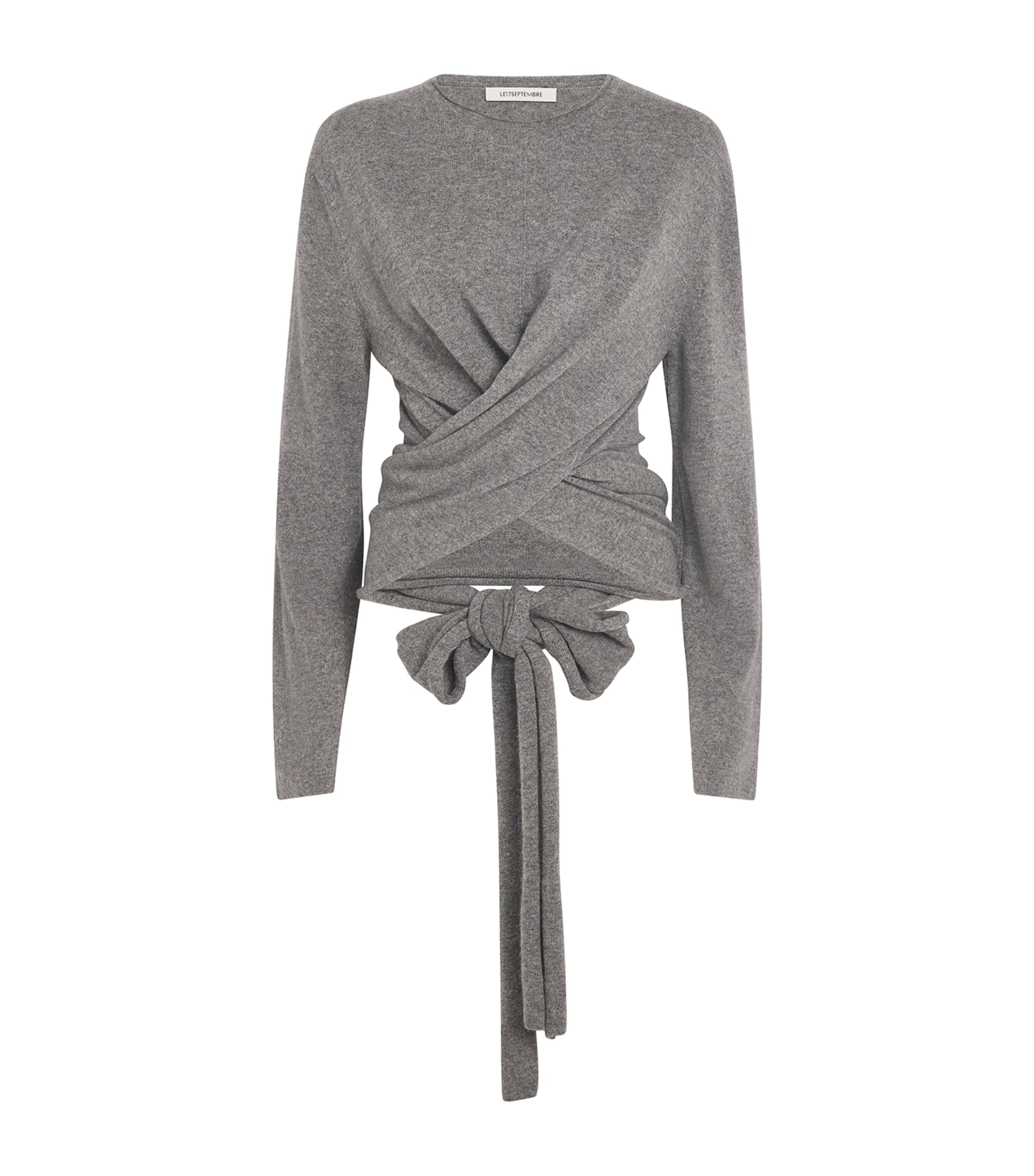 Shop Le 17 Septembre Wool-blend Wrap Crop Top In Grey