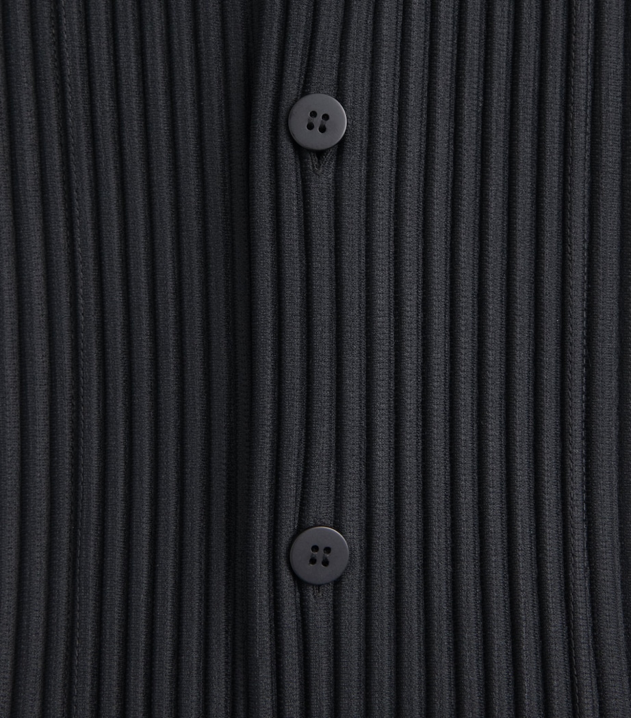 Homme Plissé Issey Miyake Mens Pleated Short-Sleeve Shirt Black Image 6