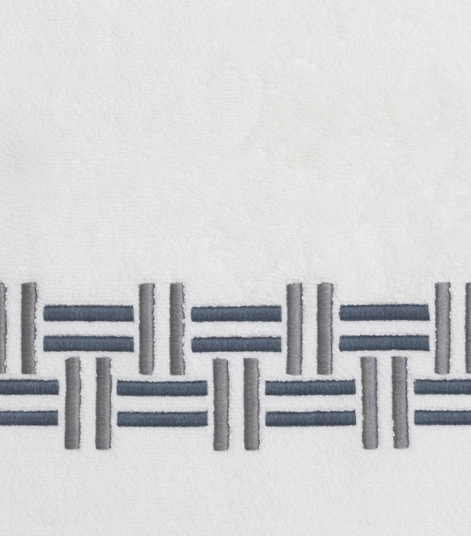 Basket Weave Hand Towel (60cm x 110cm) 8E23 - STEEL BLUE/GR Image 4