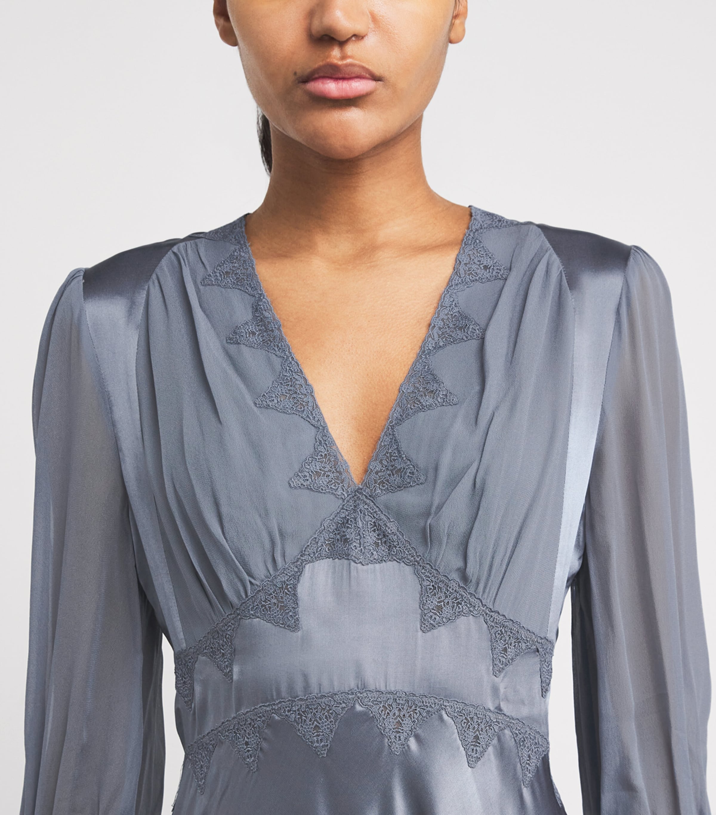 Satin Arlena Midi Dress STONE BLUE Image 6