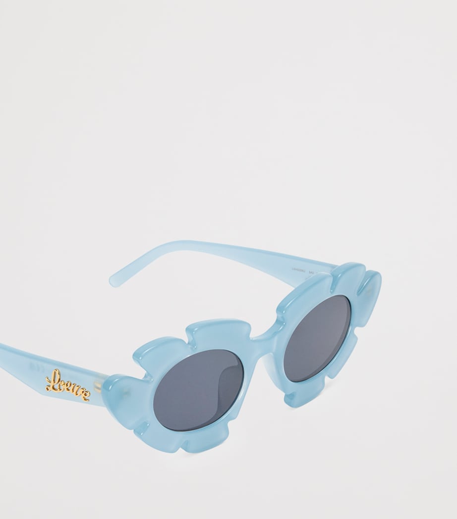 Acetate Oval Flower Sunglasses LIGHT BLUE Image 4