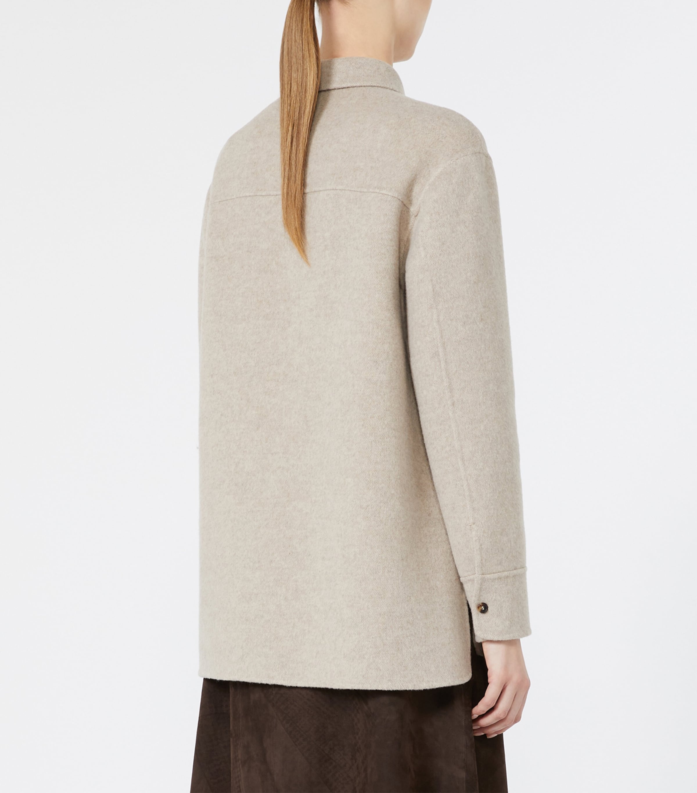 Max Mara Womens Wool-Cashmere Overshirt Sand Image 4