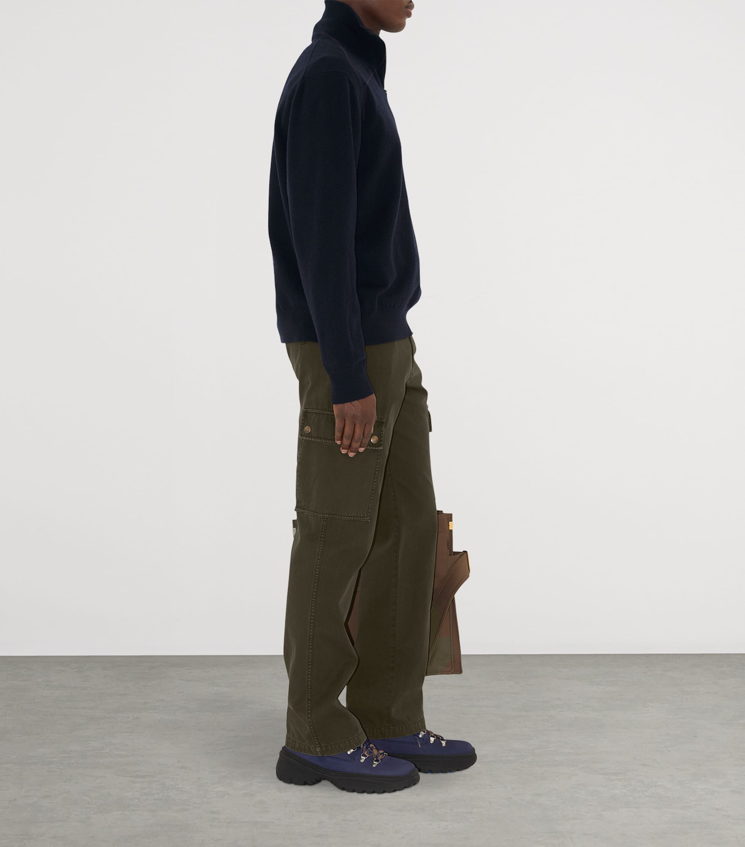 Cashmere-Blend Quarter-Zip Slim Sweater NAVY Image 3