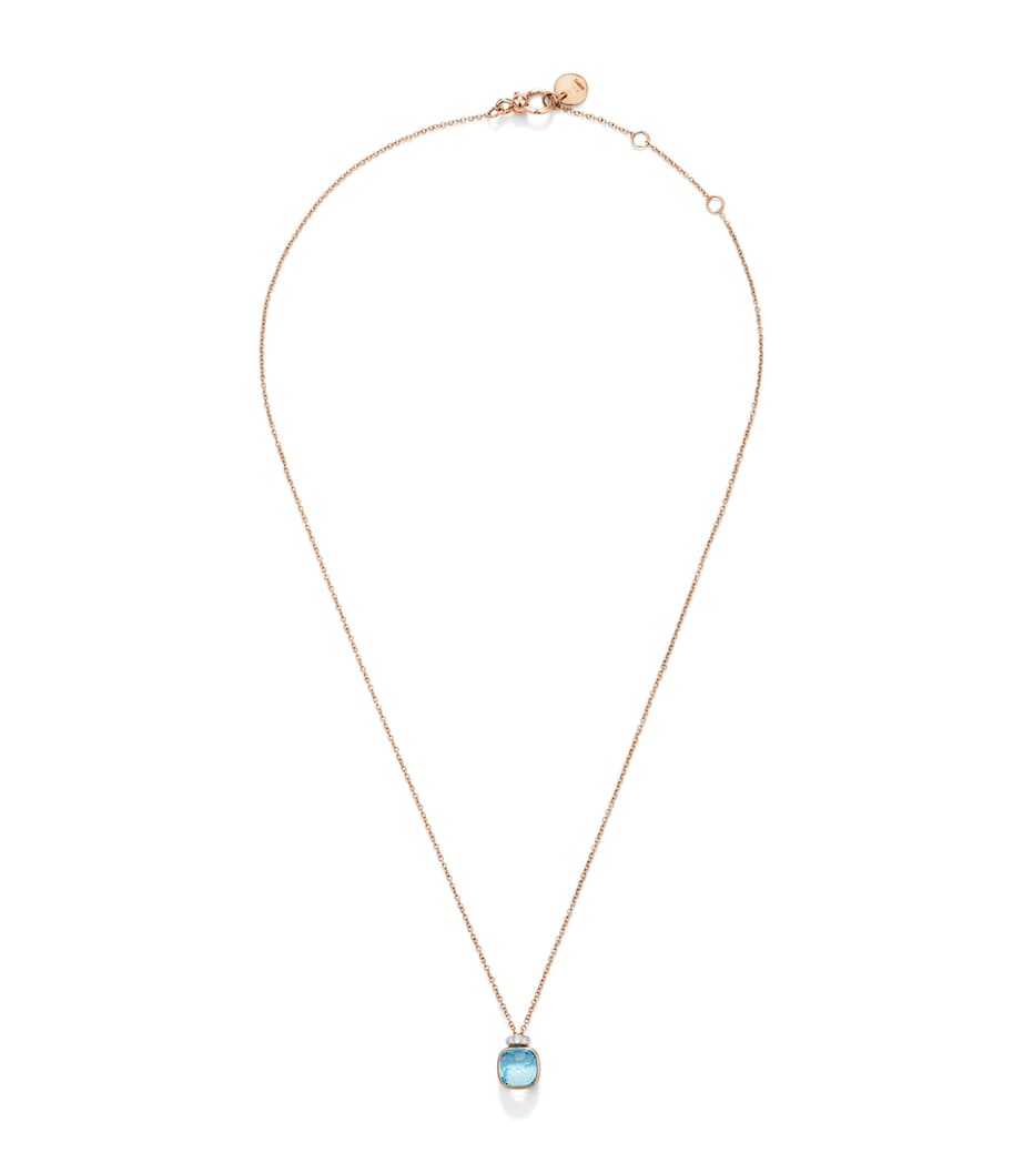 Mixed Gold, Blue Topaz and Diamond Nudo Necklace DB0YY Image 1