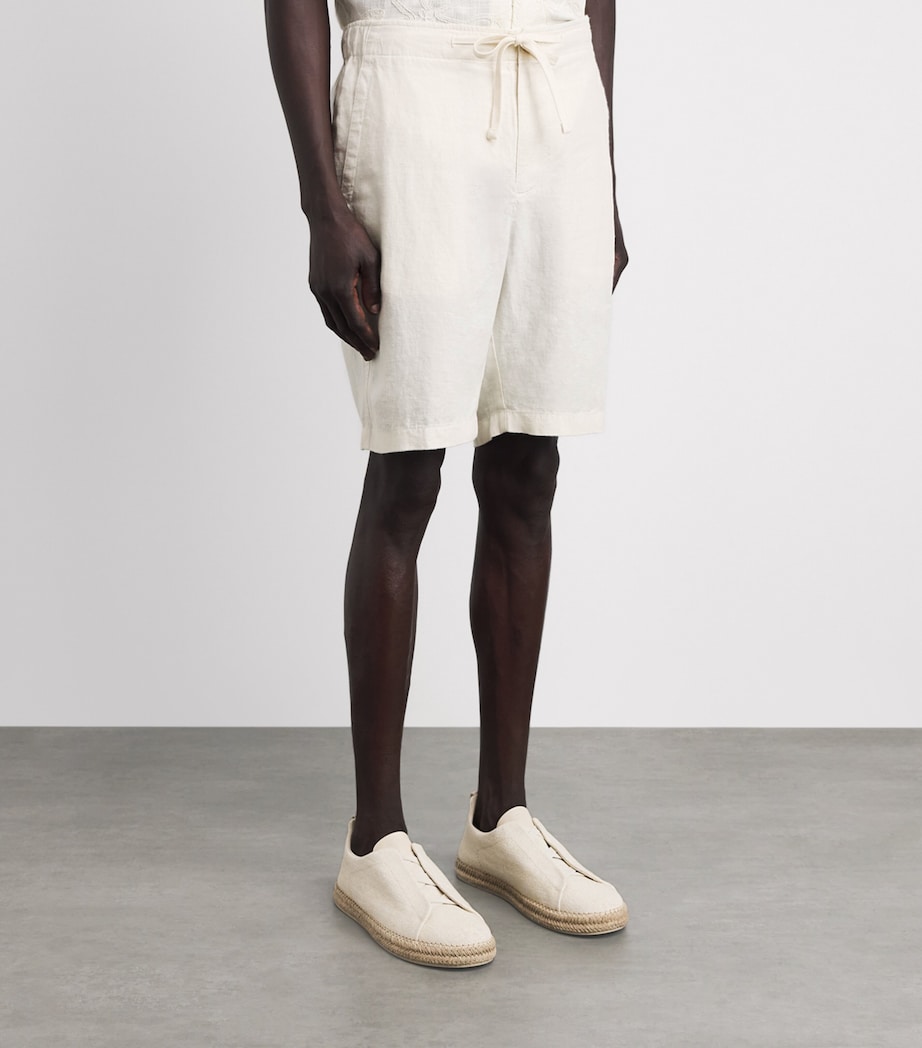 Vince Mens Linen Drawstring Shorts Bone Image 4
