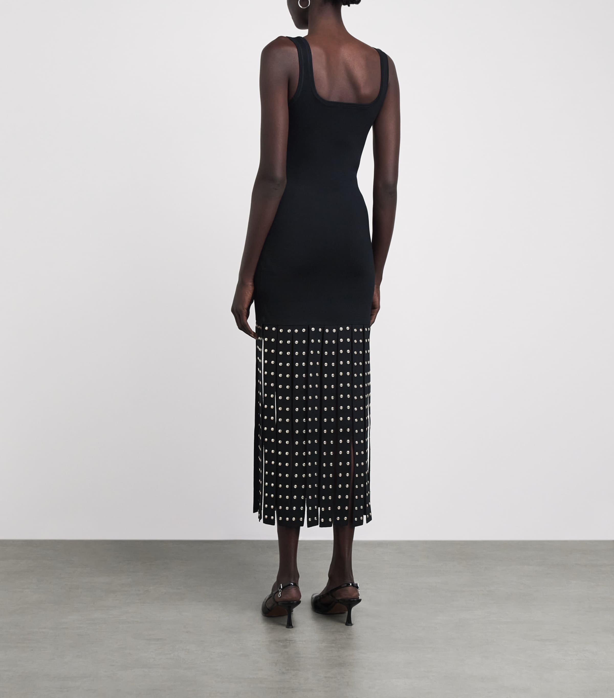 Sandro Paris Womens Knitted Fringe Midi Dress Black Image 4