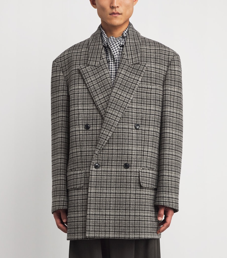 Oversized Check Double-Breasted Blazer YELLOW GREY YG Image 3