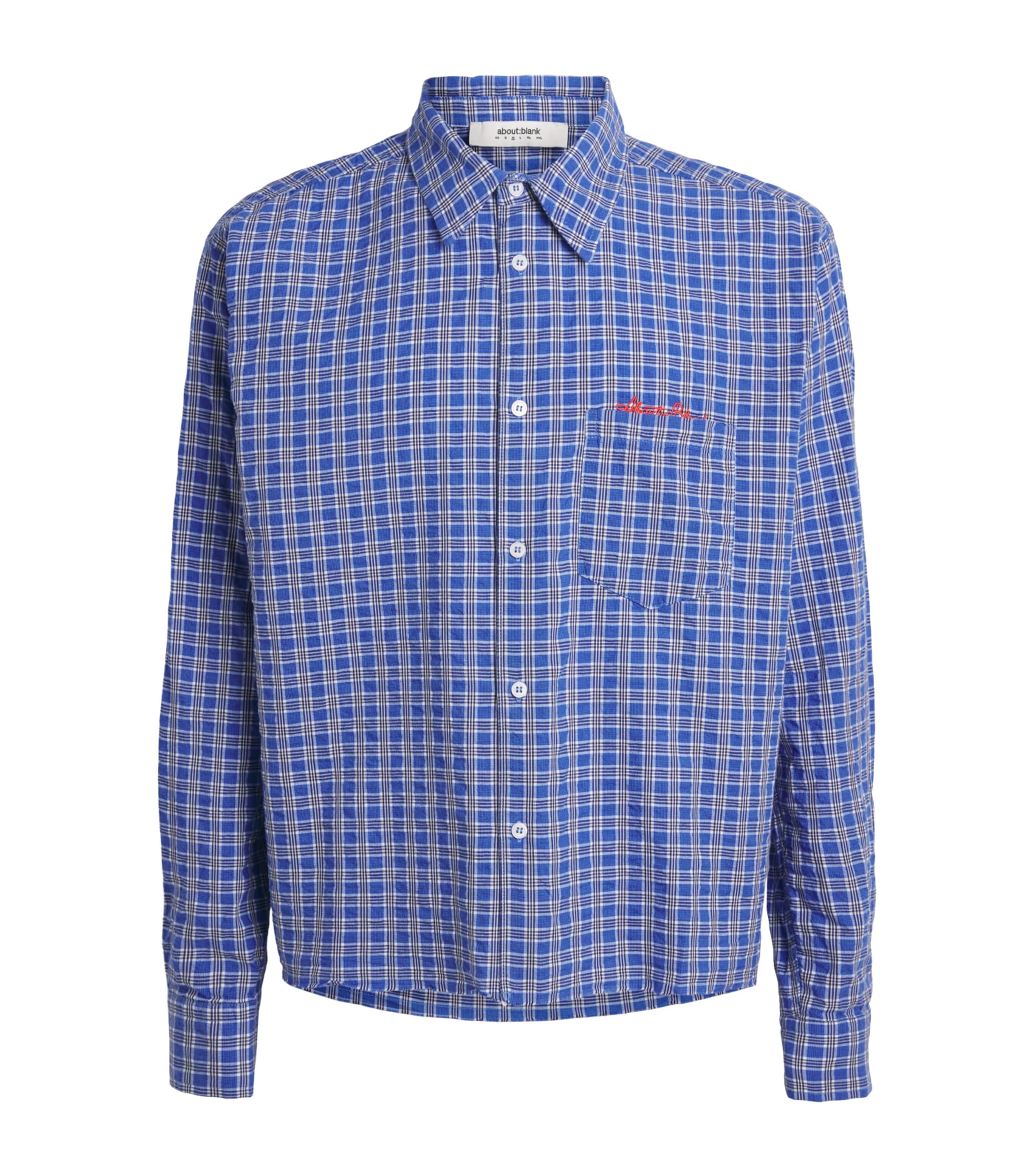 about:blank Mens Cotton Raw-Hem Check Shirt Blue Image 1