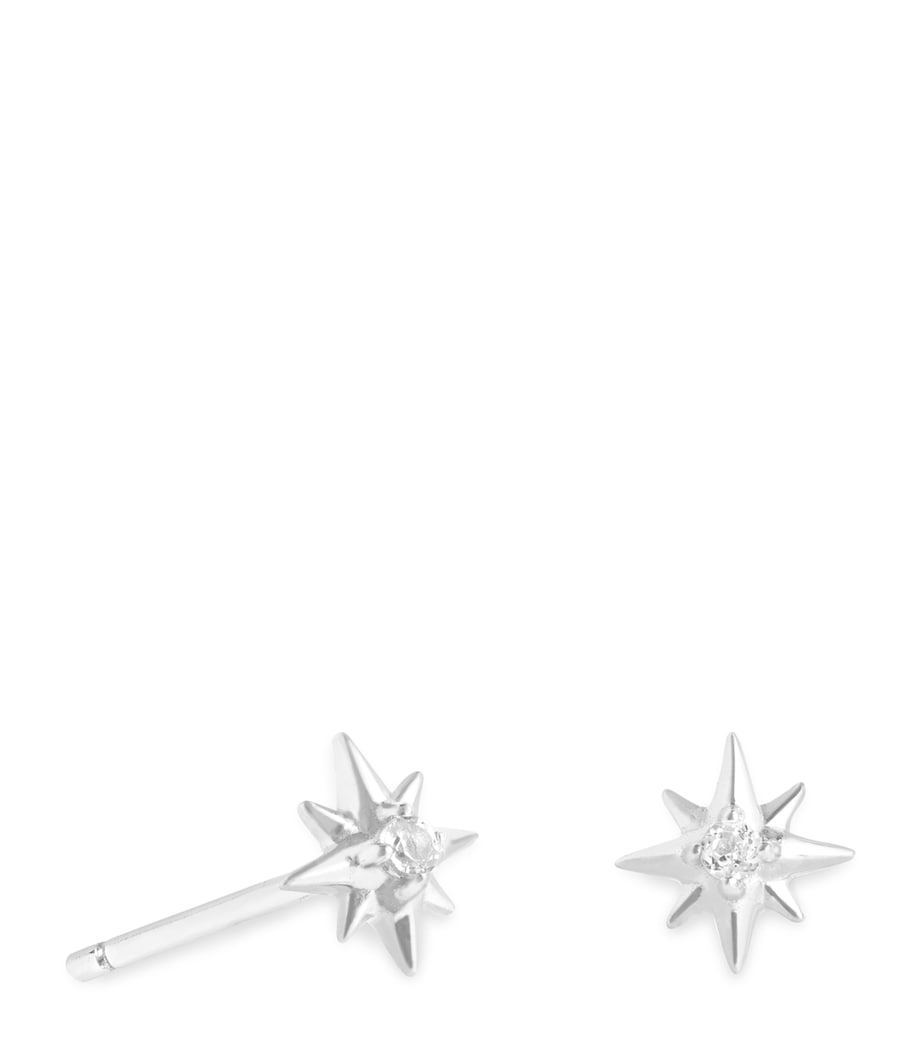 Astrid & Miyu White Gold and White Topaz Star Earrings White Gold Image 1
