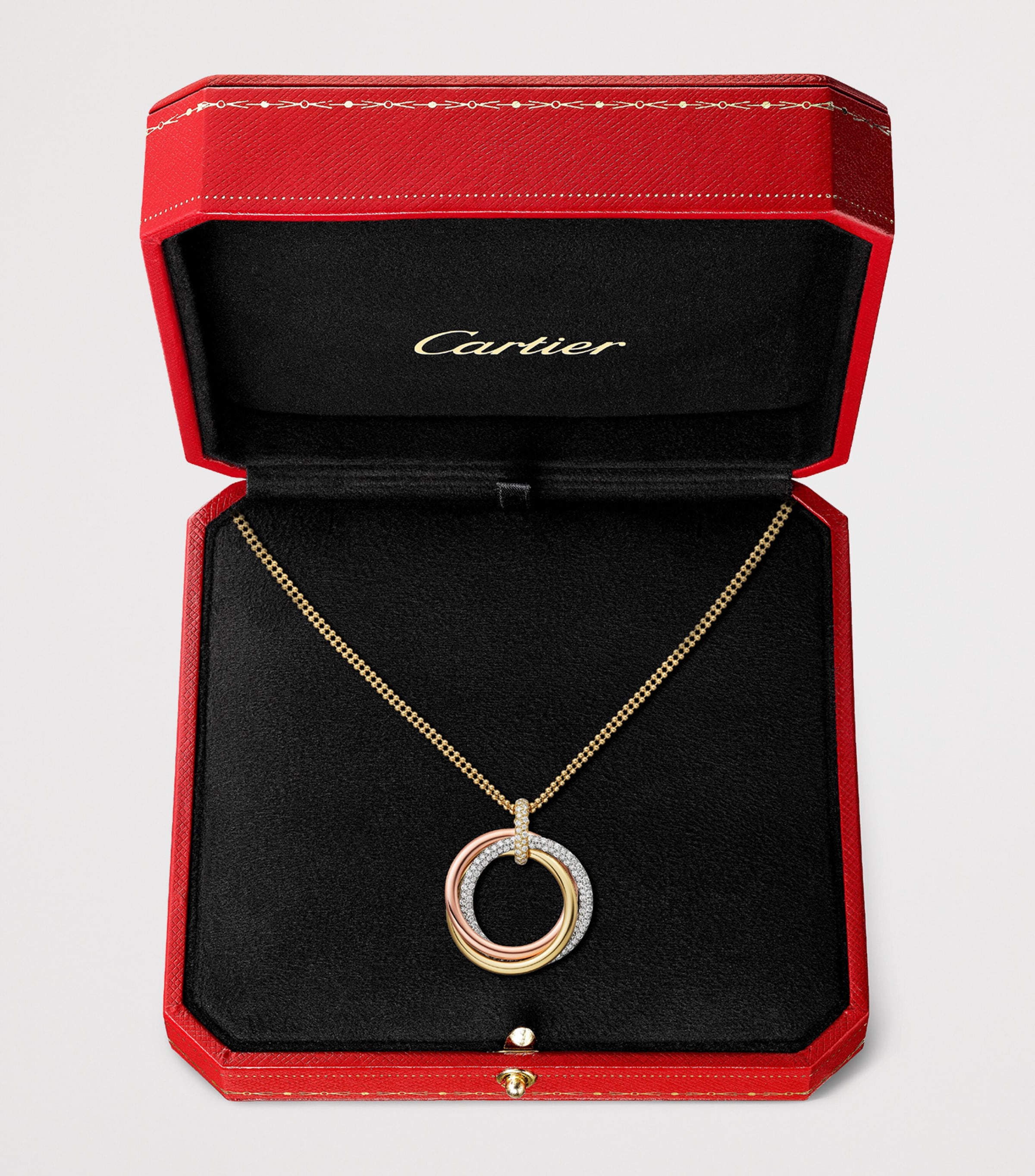 Cartier Large White, Rose, Yellow Gold and Diamond Trinity Necklace Mixed Gold Image 5