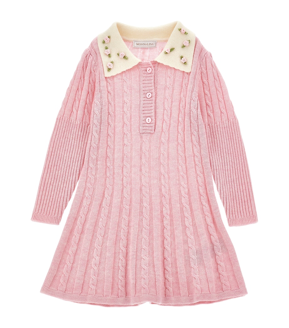 Wool-Cotton Cable-Knit Polo Dress (2-12 Years) ROSA FAIRYTALE Image 1