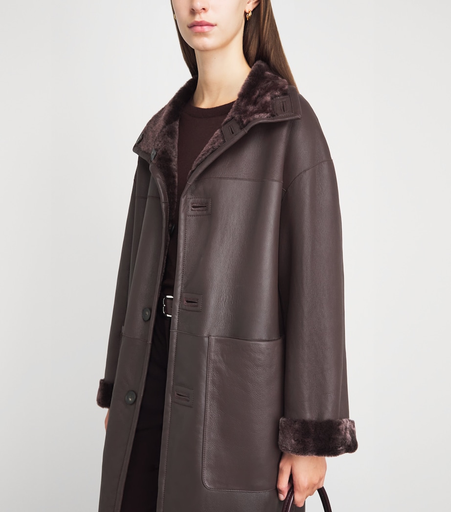 Joseph Womens Reversible Shearling Ari Coat Mahogany Image 3