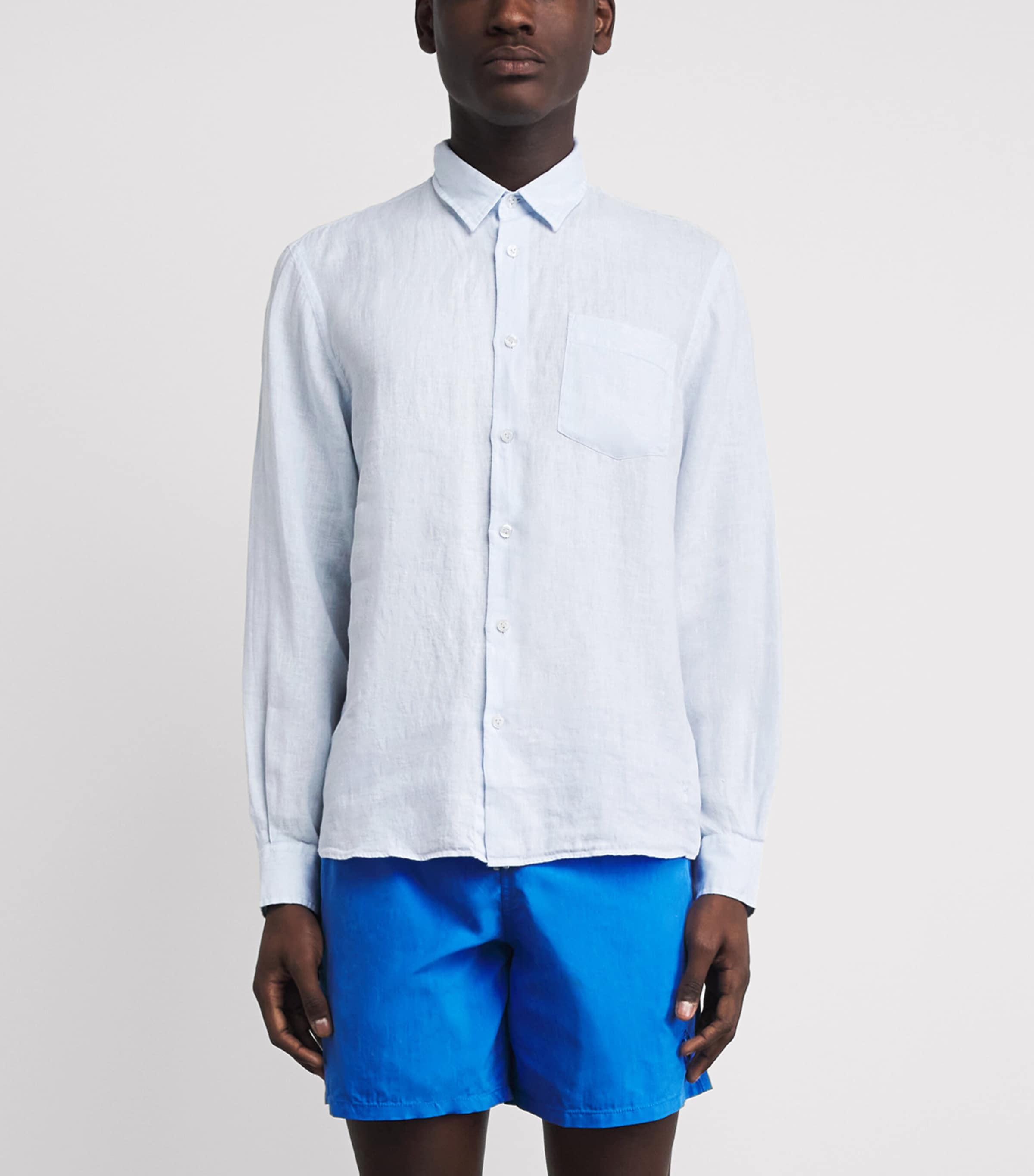 Vilebrequin Mens Linen Shirt Bleu Ciel Image 4