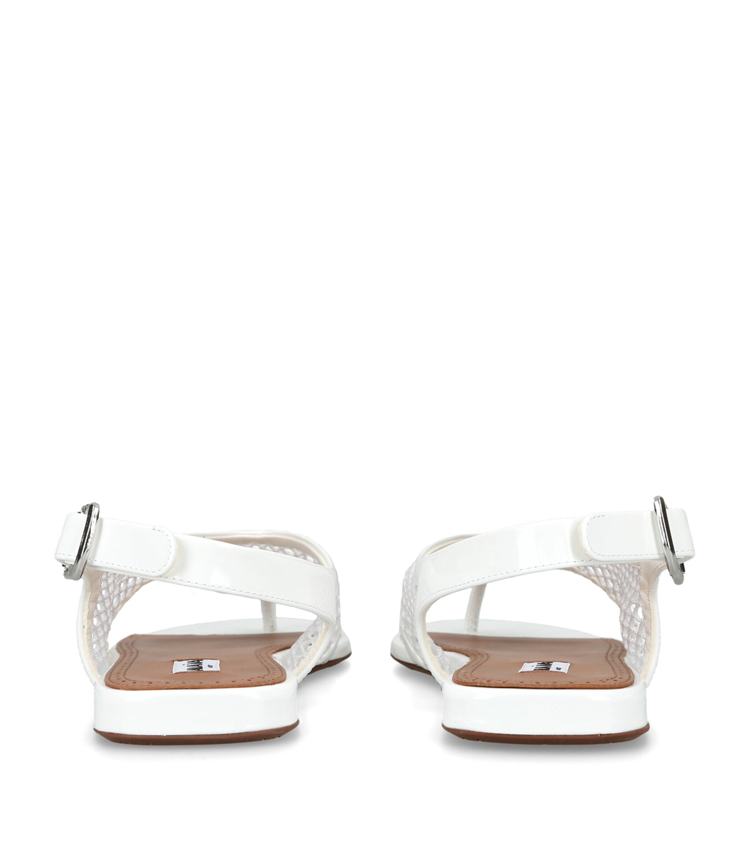 Alaïa Patent Leather Fishnet Sandals White Image 2