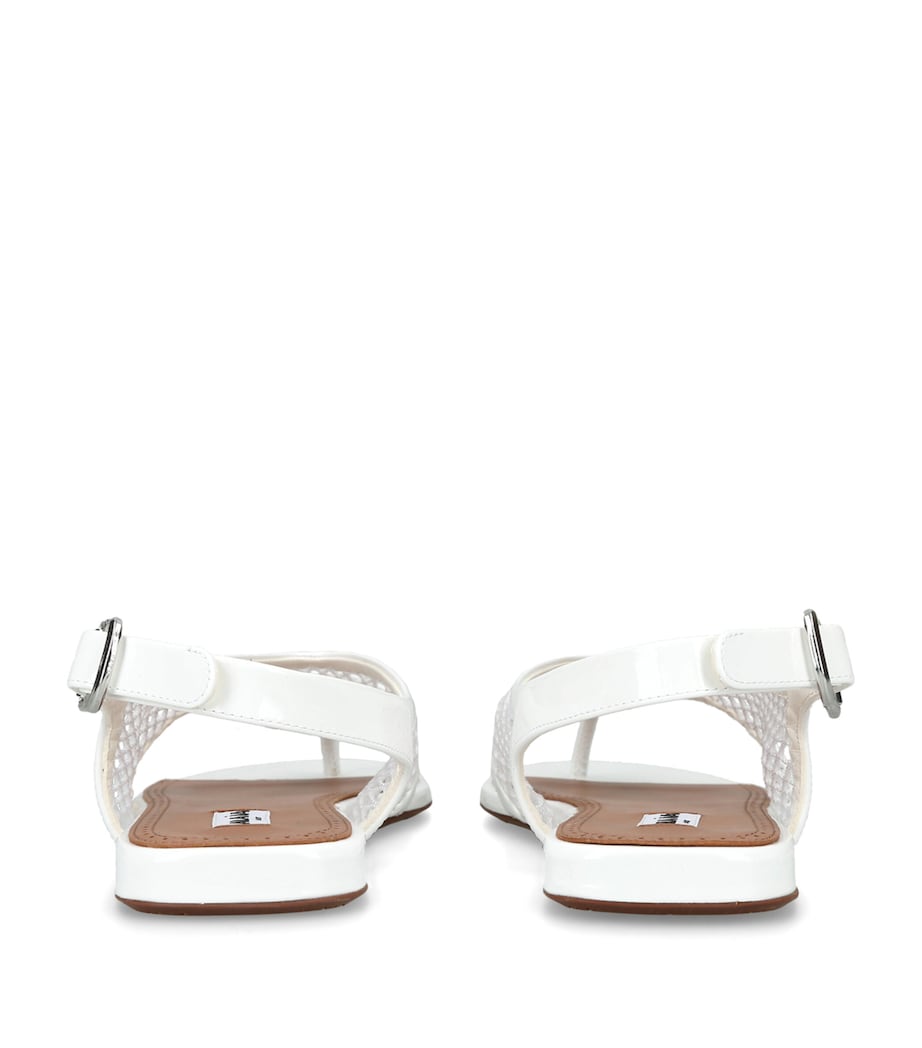 Alaïa Patent Leather Fishnet Sandals White Image 2
