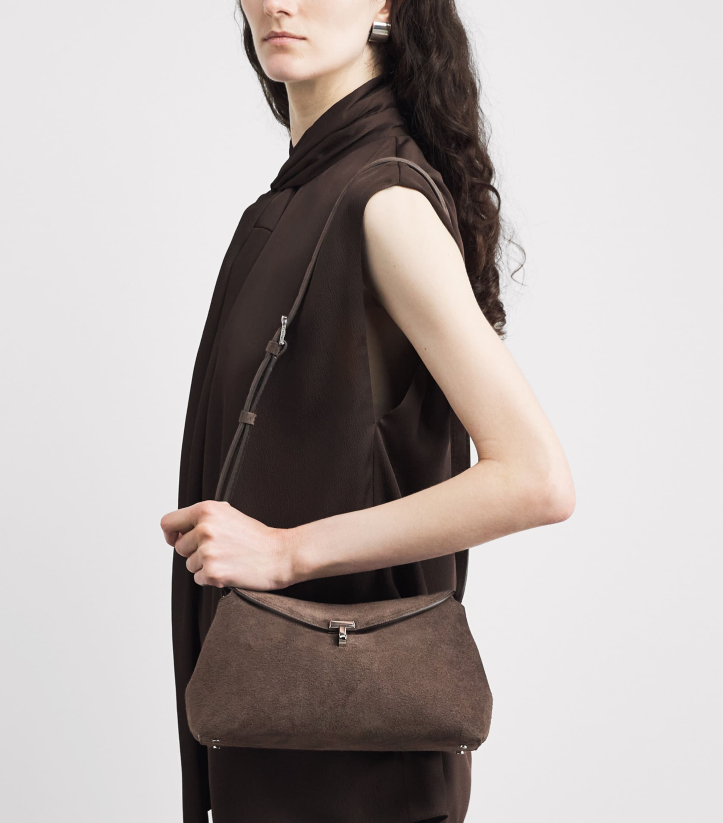 Toteme Suede T-Lock Clutch Bag Brown Image 4
