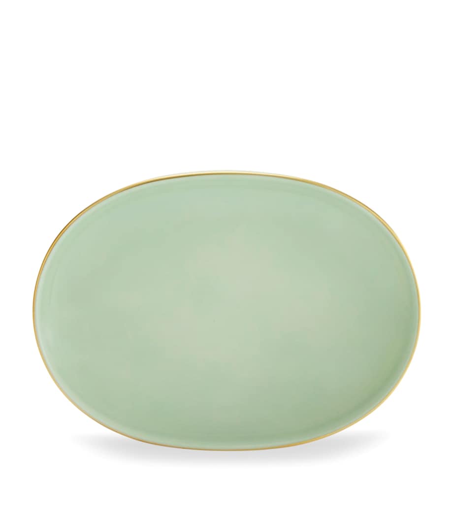 GINORI 1735 Porcelain Colonna Diva Verde Pickle Dish (21.5cm) Image 1