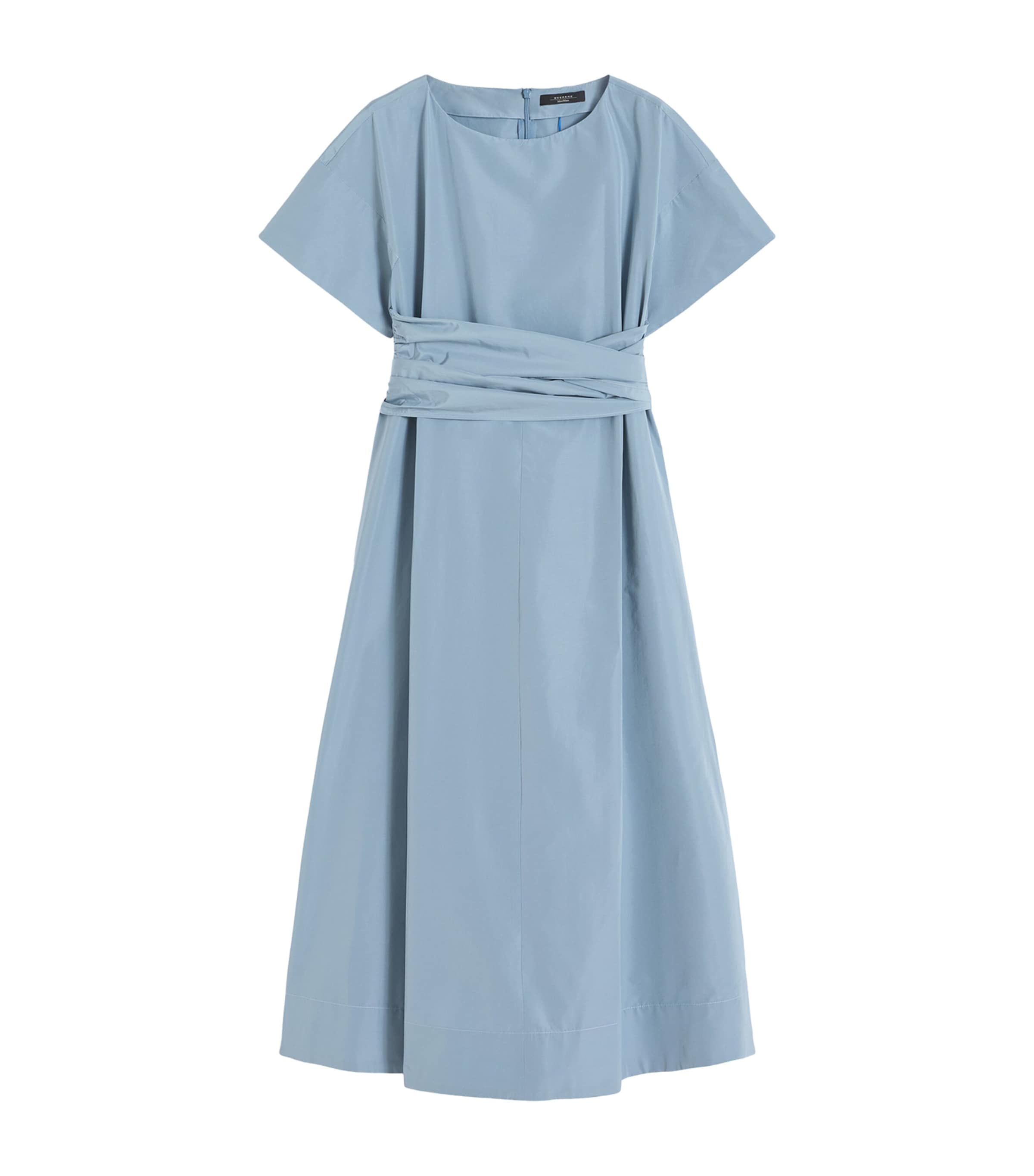 Weekend Max Mara Womens Taffeta Gathered Midi Dress Light Blue Image 1