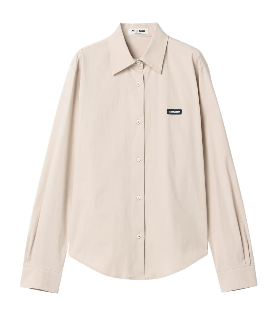 Miu Miu Womens Stretch-Poplin Shirt Neutral Image 1