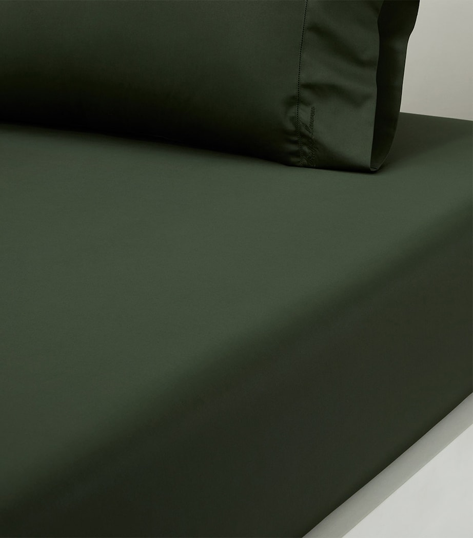 Ralph Lauren Home Cotton RL624 King Fitted Sheet (150cm x 200cm) Dkgreen Image 1