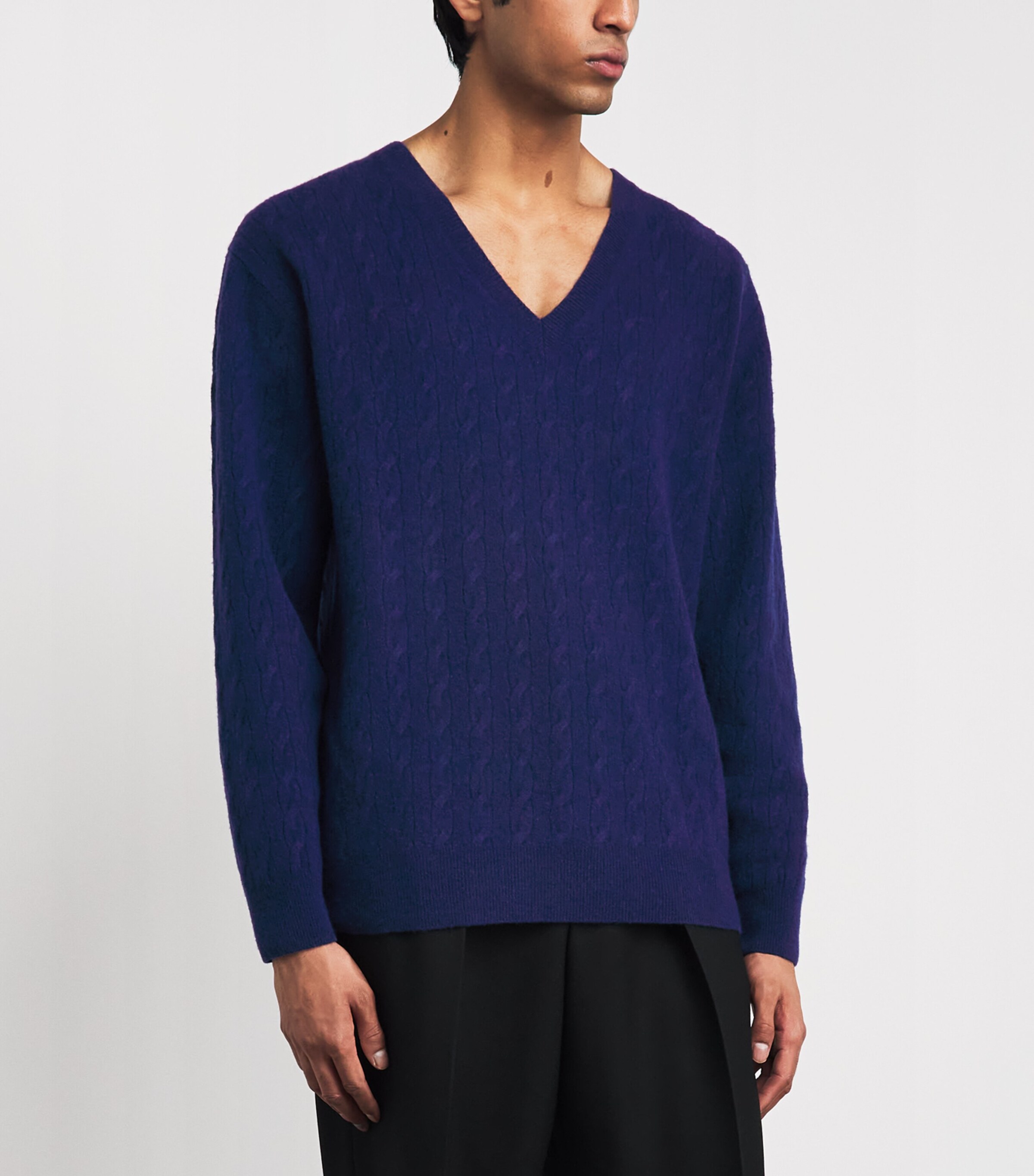 TOM FORD Blue Wool Cable-Knit V-Neck Sweater | Harrods US TOM FORD Blue Wool Cable-Knit V-Neck Sweater | Harrods US