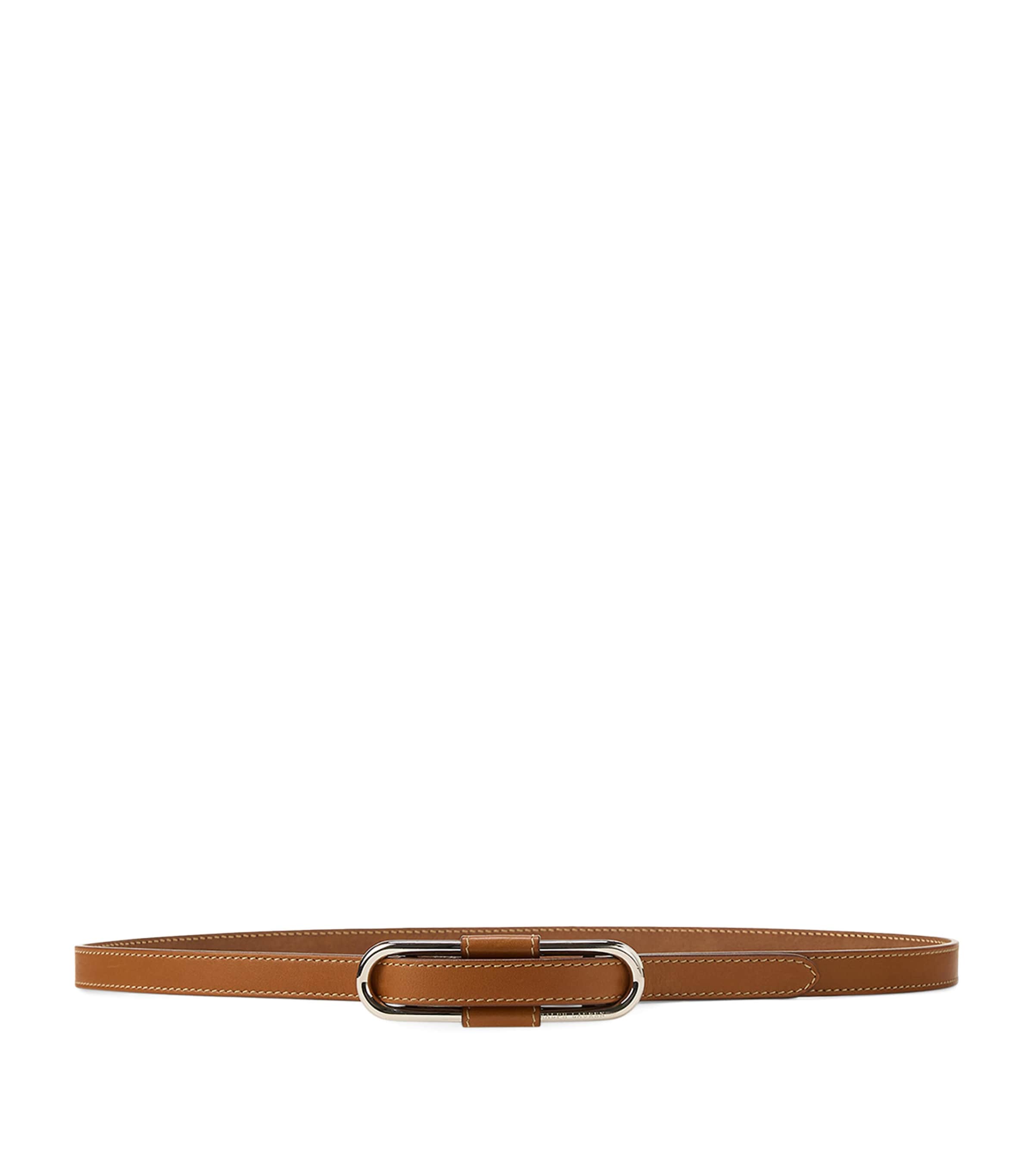 Ralph Lauren Leather Oval-buckle Belt In Gold