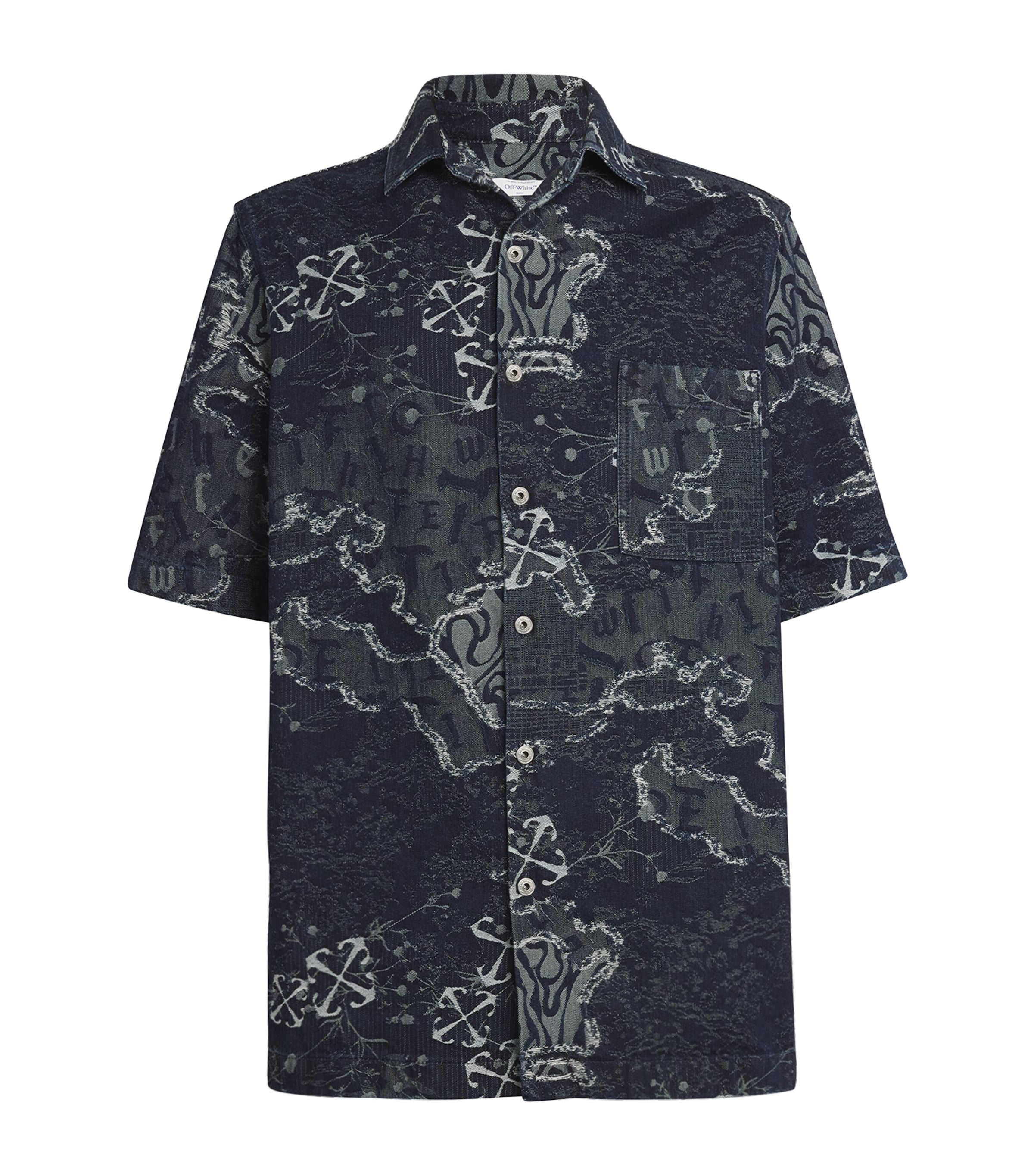 Shop Off-white Camouflage Jacquard Bowling Shirt