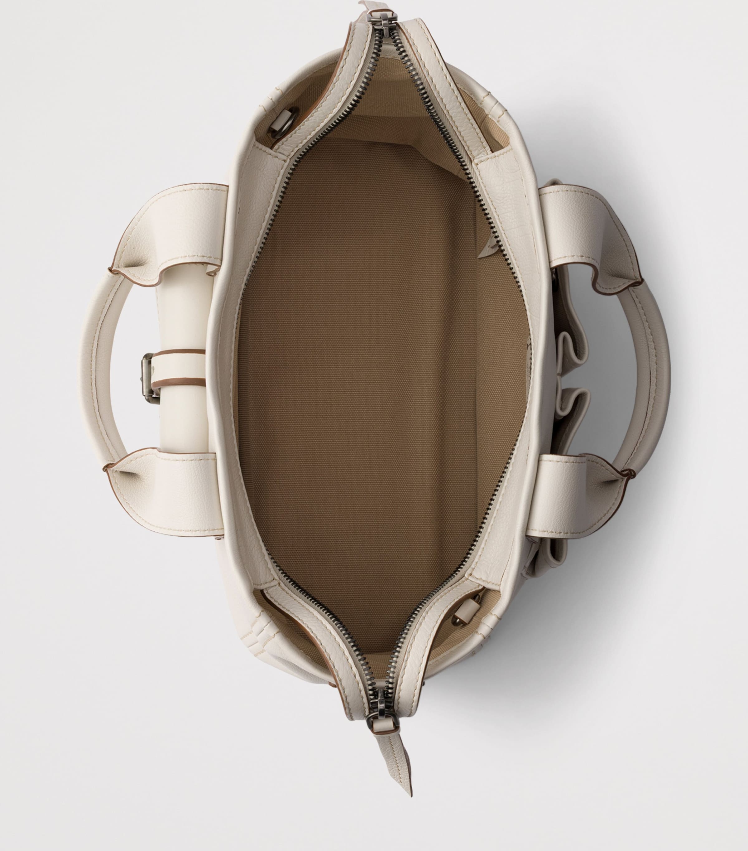 Prada Medium Leather Route Tote Bag Neutral Image 6