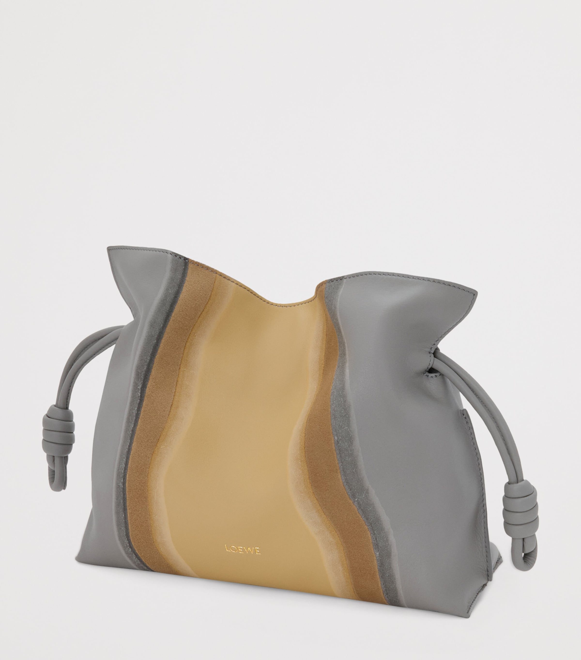 LOEWE Leather Stripe Flamenco Clutch Bag Sparkling Grey Image 2