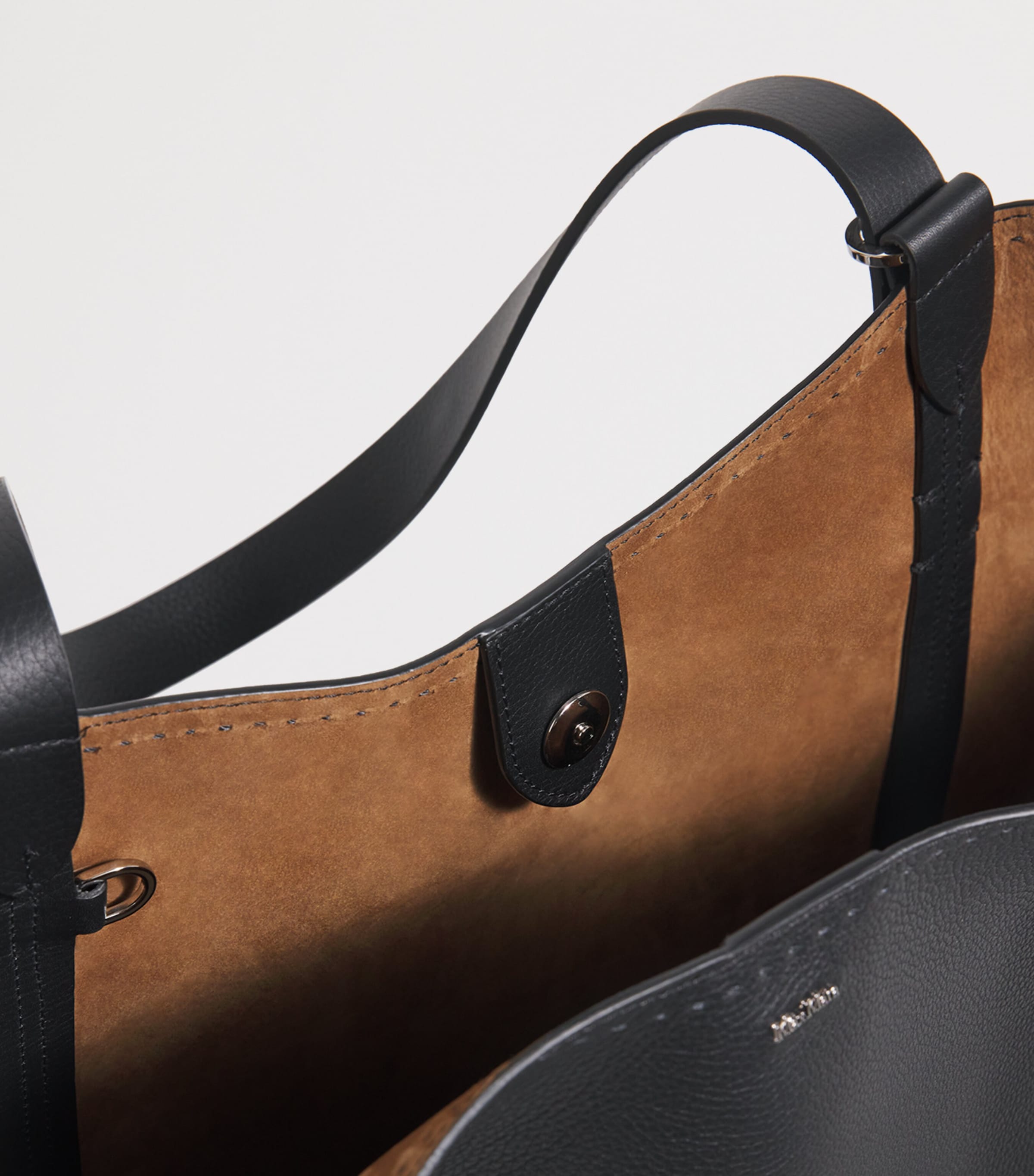 Max Mara Black Leather Architepo Tote Bag | Harrods US