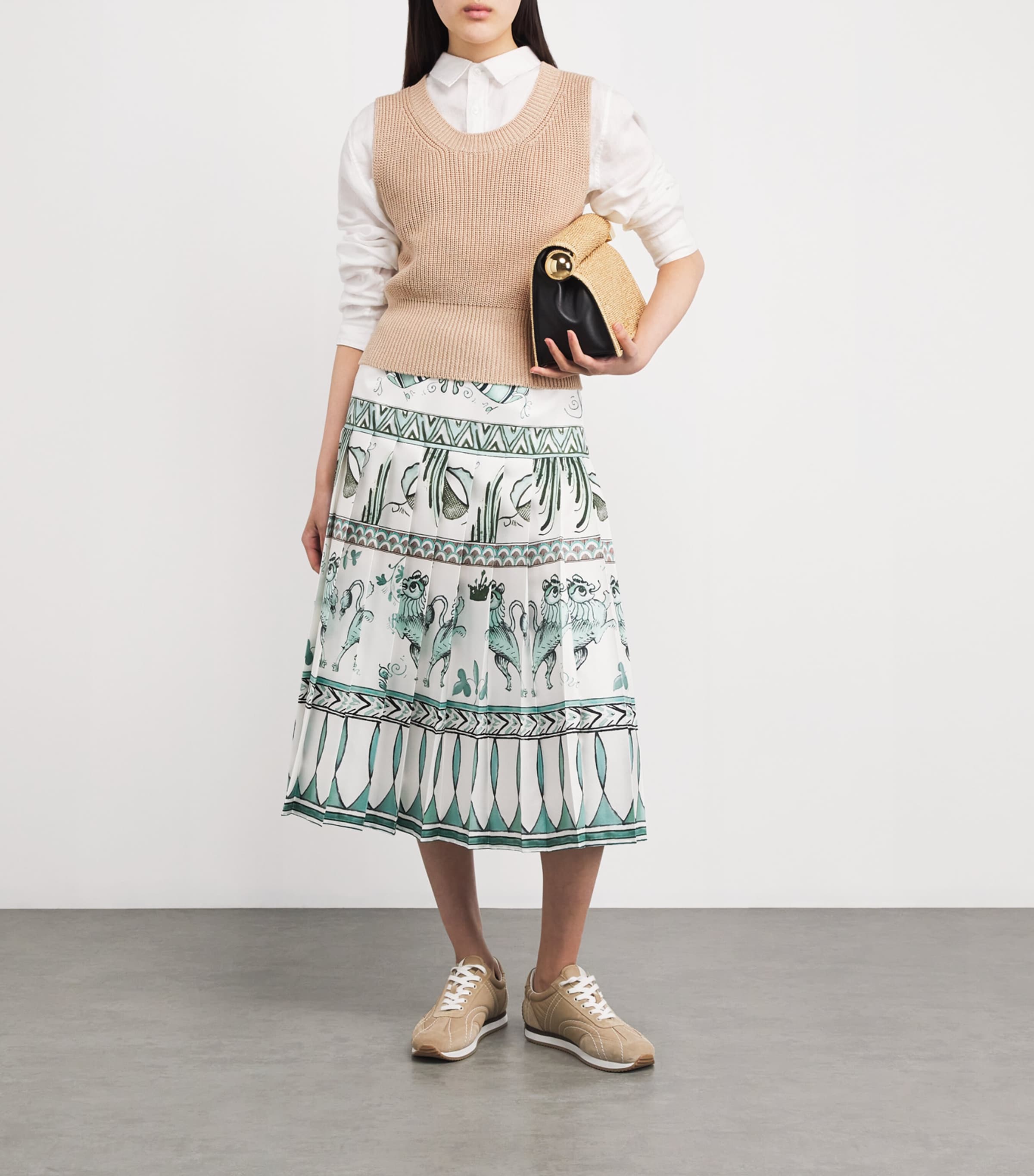 Shop Fabiana Filippi Seqiunned Sweater Vest In Beige