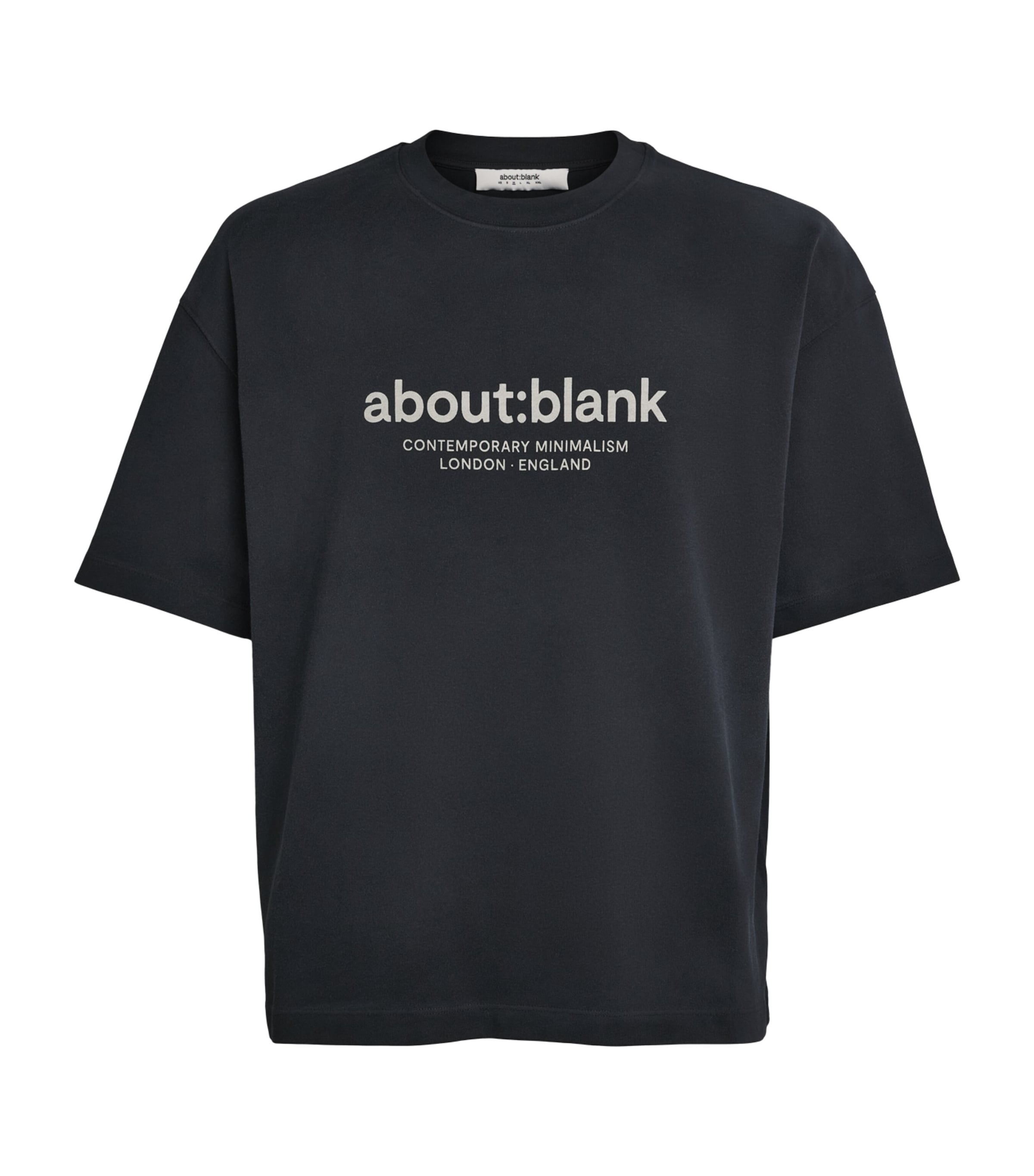 about:blank Mens Cotton Logo Garcon T-Shirt Black Image 1