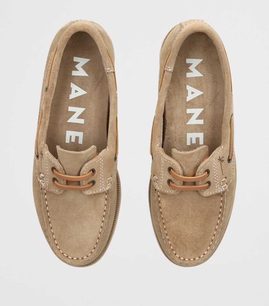 Manebi Suede Boat Shoes Beige Image 4