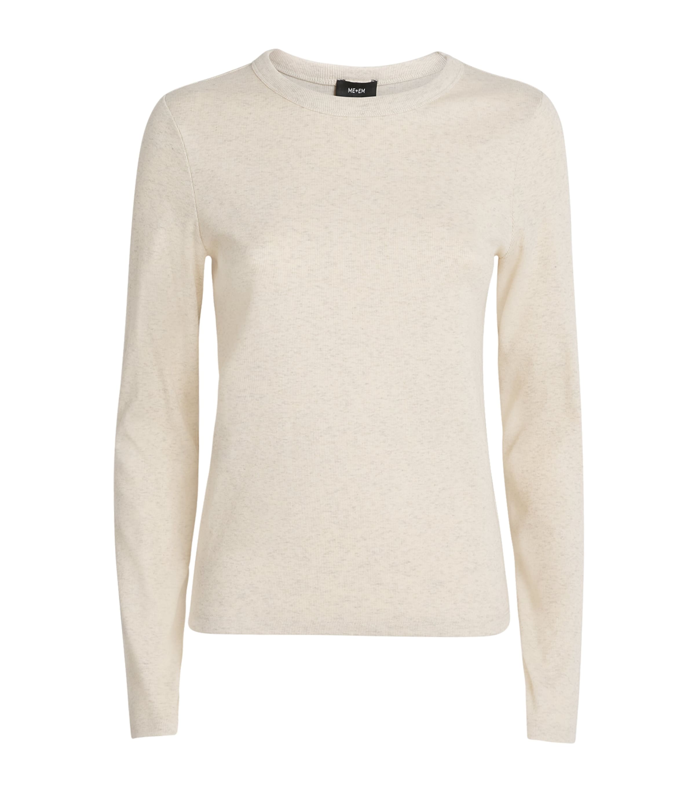 Me+em Cashmere Ultimate Rib Long-sleeve Top In Animal Print