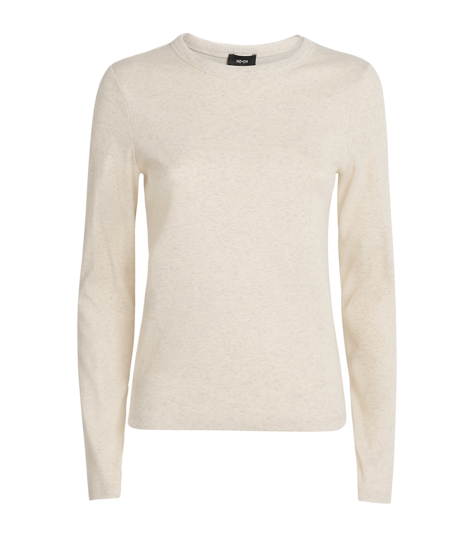 Cotton-Blend Ribbed Top CREAM MELANGE Image 1