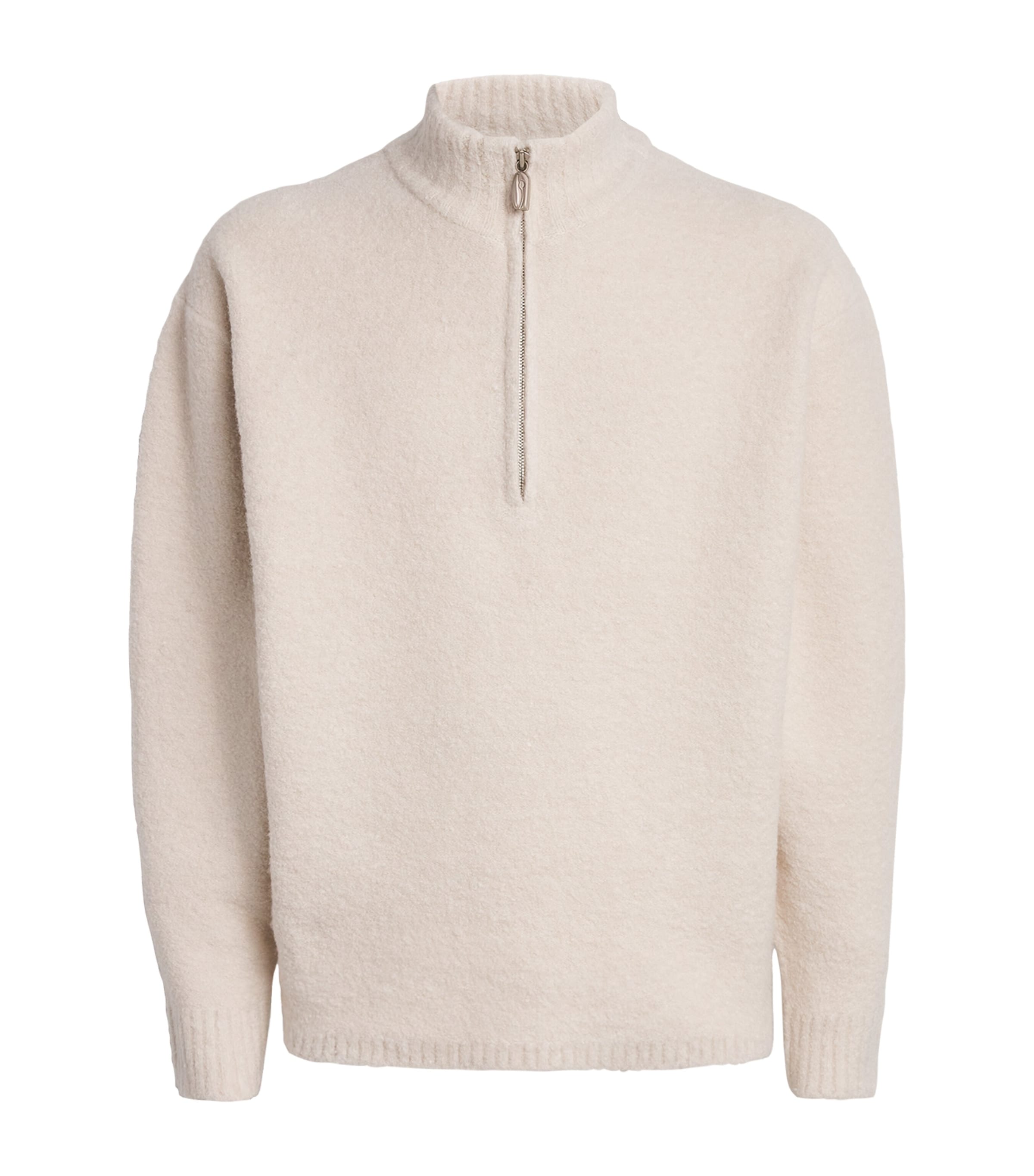 Le 17 Septembre Wool-blend Half-zip Sweater In Neutral