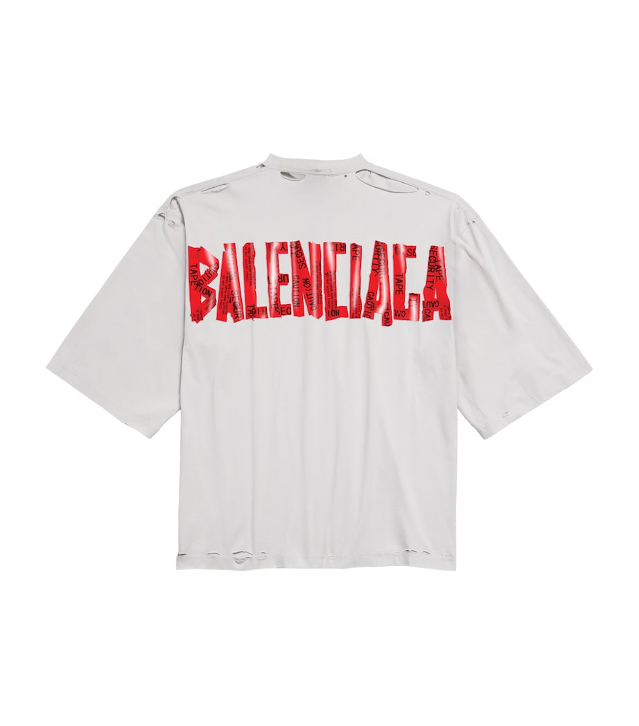 Balenciaga Green Oversized Tape-Back Logo T-Shirt Harrods US