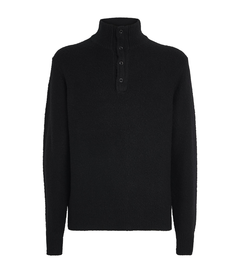Wool-Blend Half-Placket Kotoni Sweater BLACK Image 1