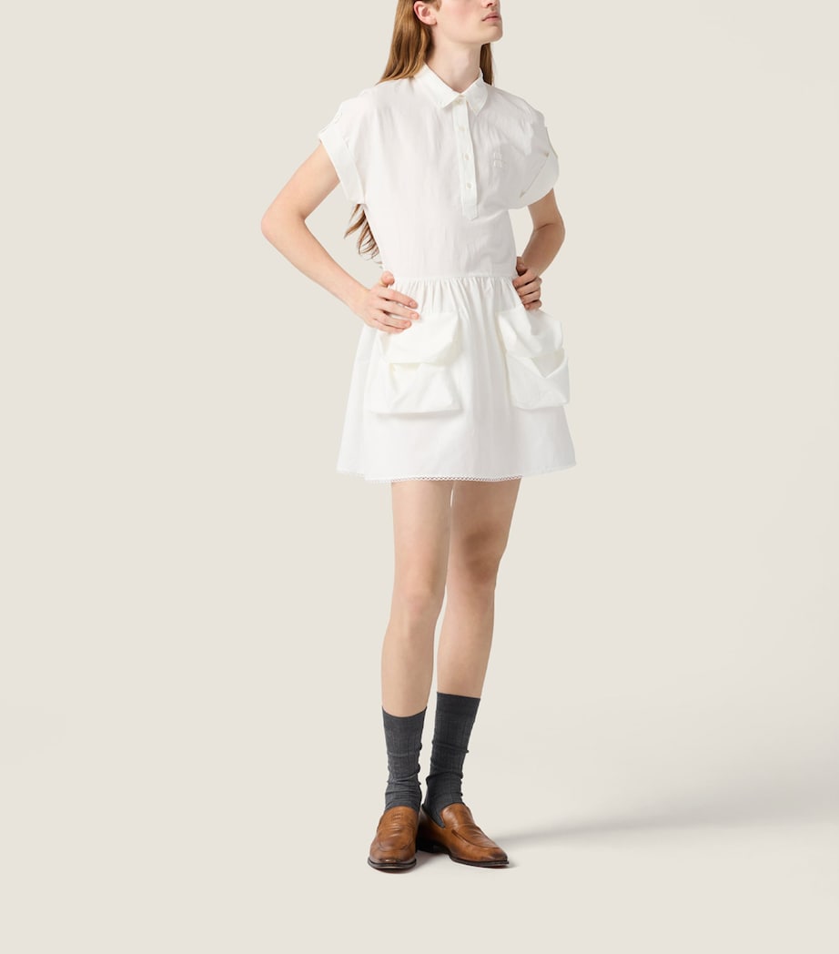 Miu Miu Womens Cotton-Linen Mini Dress White Image 2