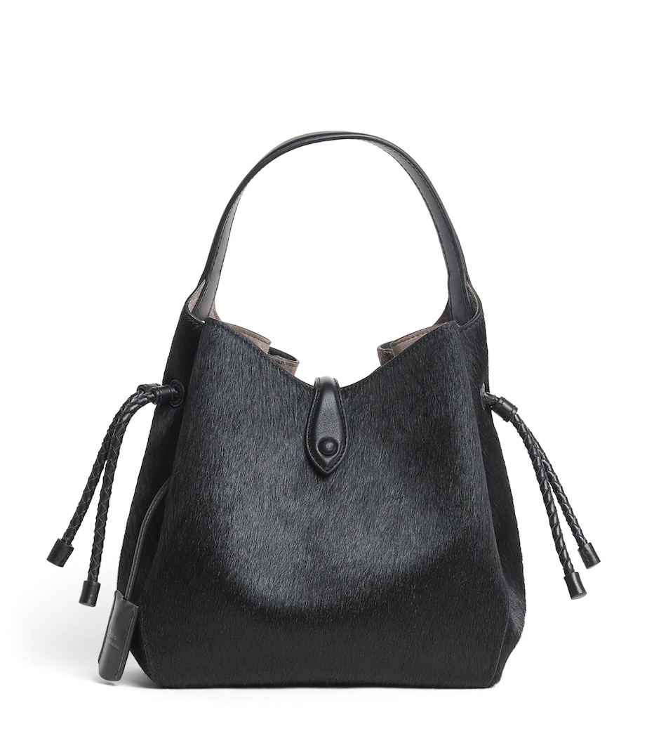 Polo Ralph Lauren Small Calf Hair Cross-Body Bucket Bag Black Image 1
